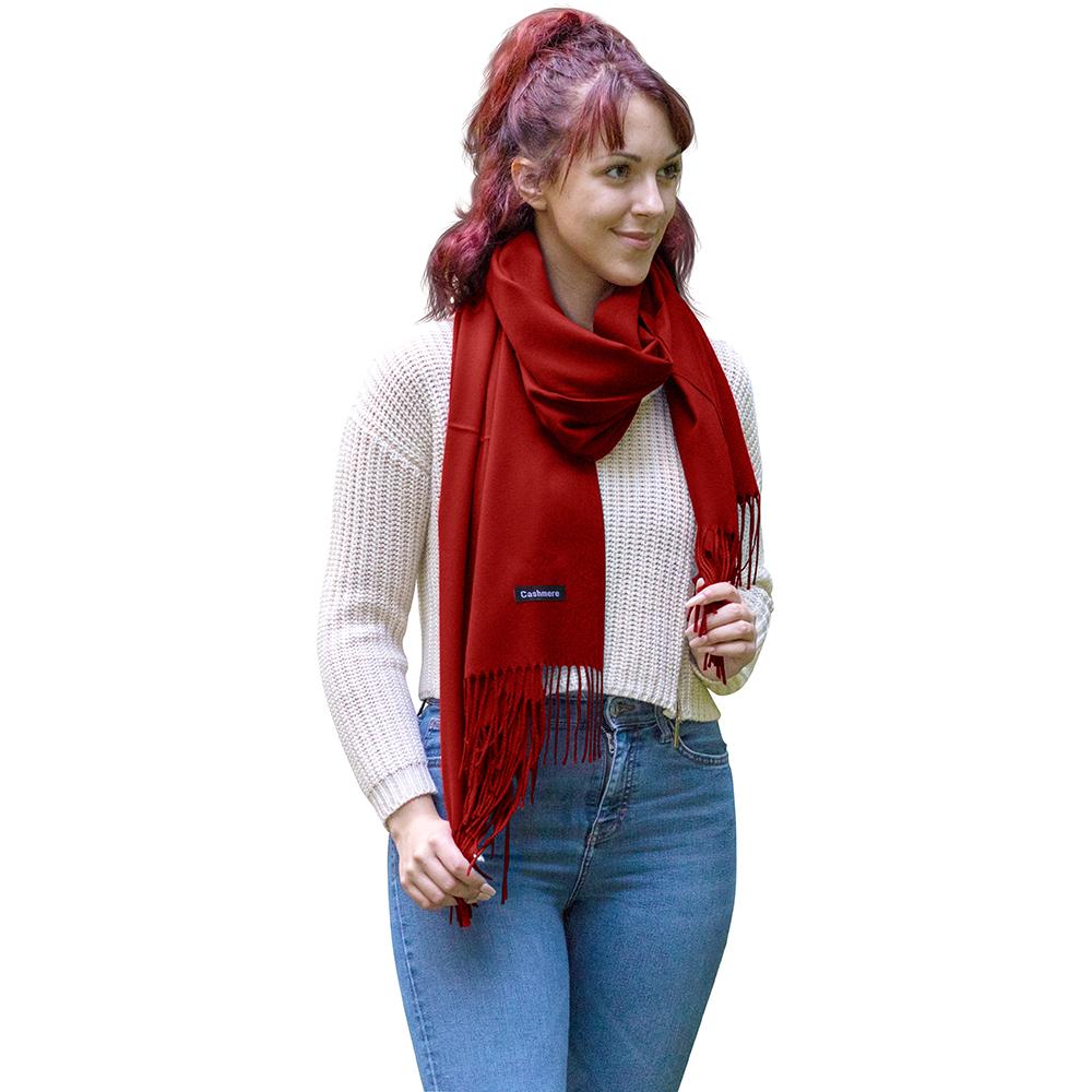 Luxurious solid color cashmere scarf, showcasing its soft texture and elegant drape, perfect for stylish warmth.