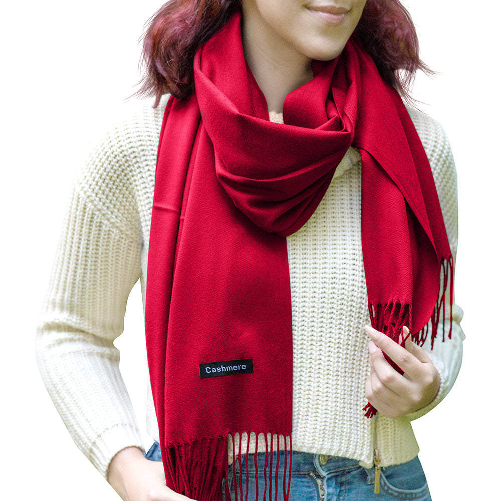 Luxurious solid color cashmere scarf, showcasing its soft texture and elegant drape, perfect for stylish warmth.