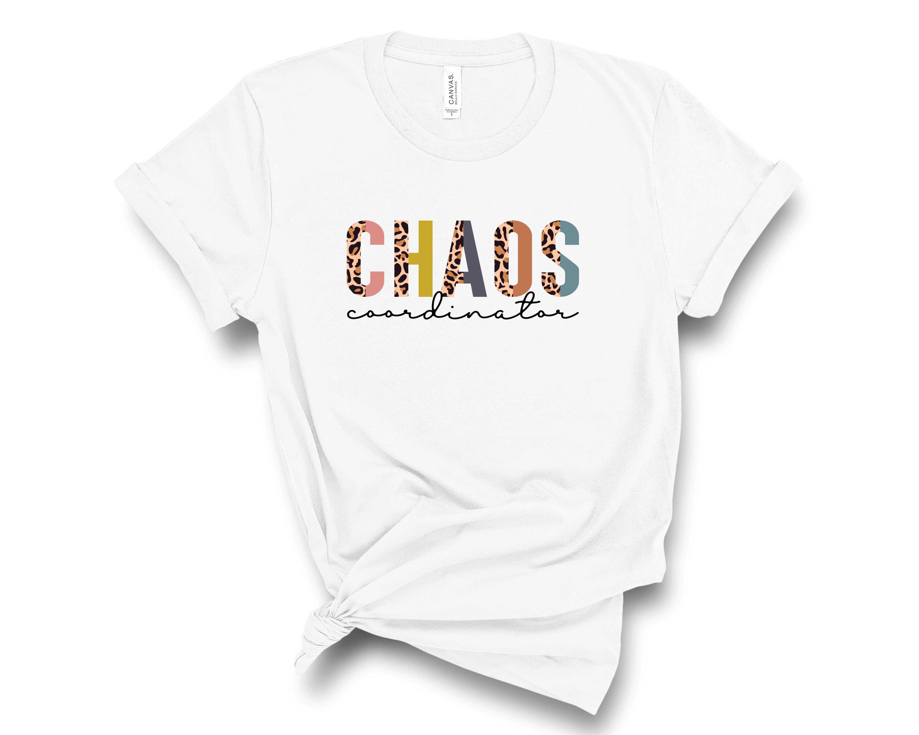 Chaos Coordinator Half Leopard Graphic Tee featuring a stylish half leopard print design on a comfortable unisex t-shirt.