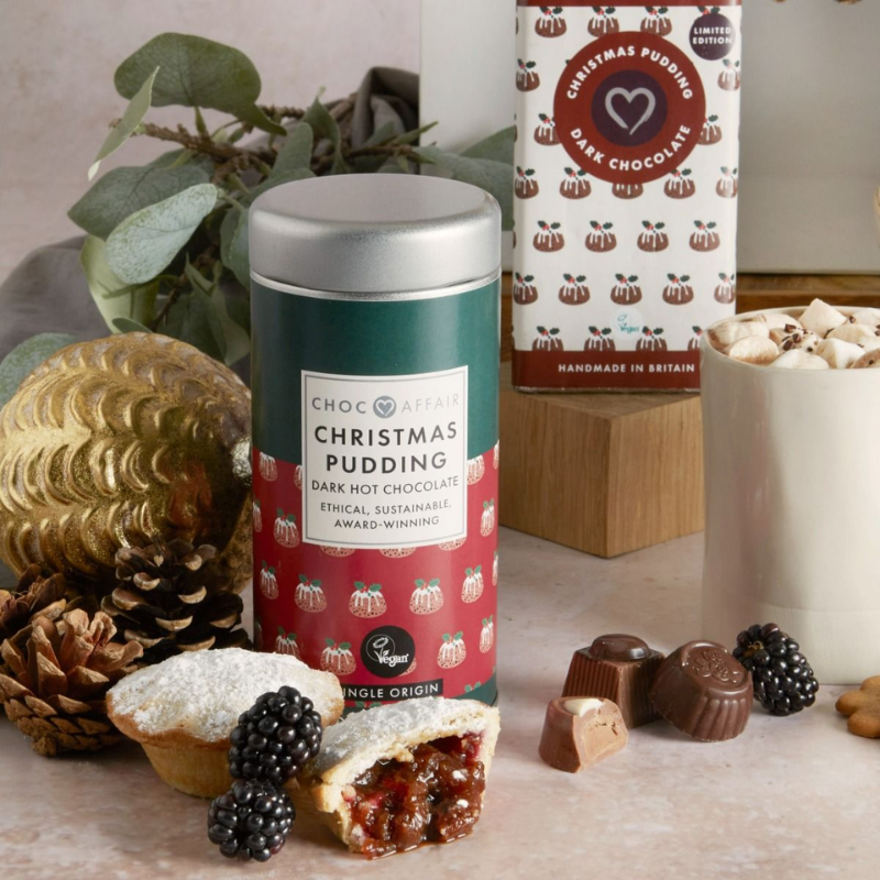 Christmas pudding dark hot chocolate.