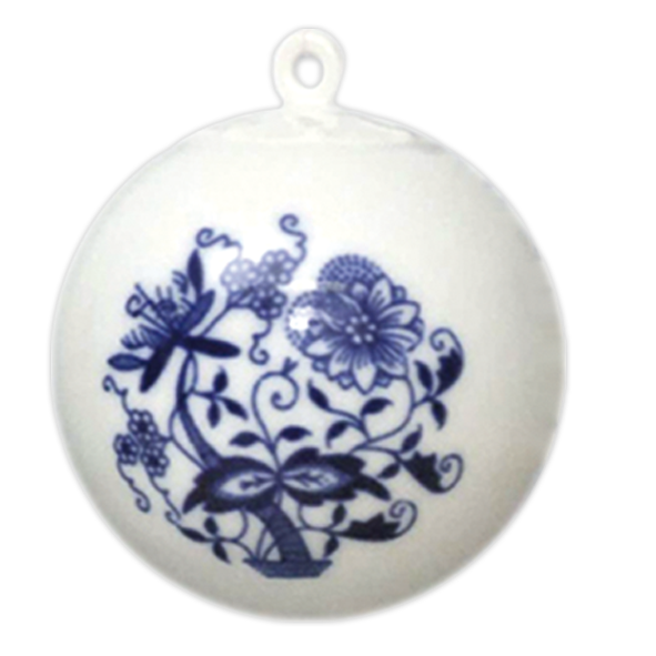 A beautifully crafted Christmas ornament made of traditional onion porcelain, showcasing intricate designs and a height of 2.6 inches.