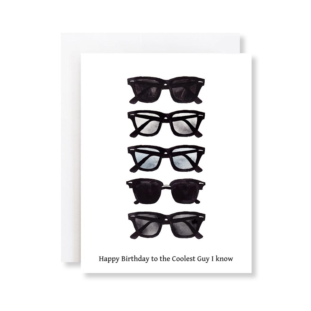 Cool Guy Sunglasses Men's Birthday Card with a stylish design and metallic envelope, perfect for celebrating birthdays.