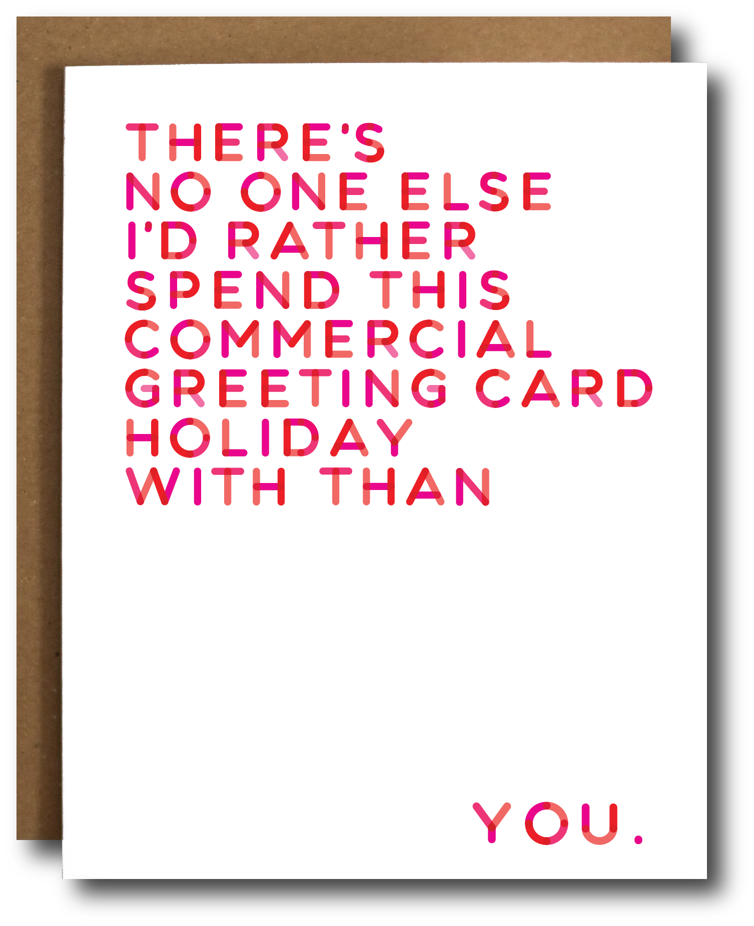 Commercial Greeting Card Holiday with Kraft envelope, blank inside for personal messages, packaged in a protective plastic sleeve.