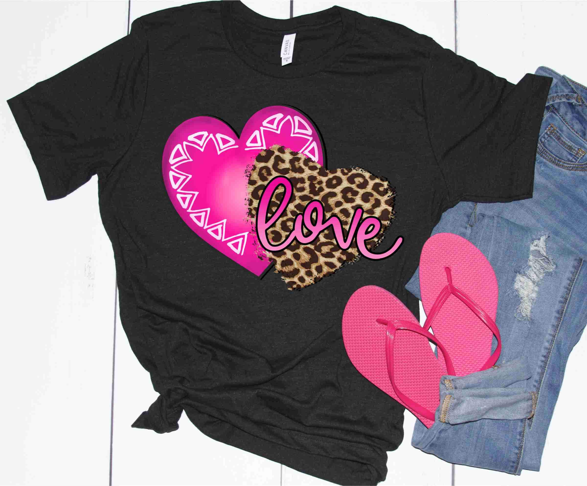A unisex graphic tee featuring a vibrant double heart design, perfect for expressing love.