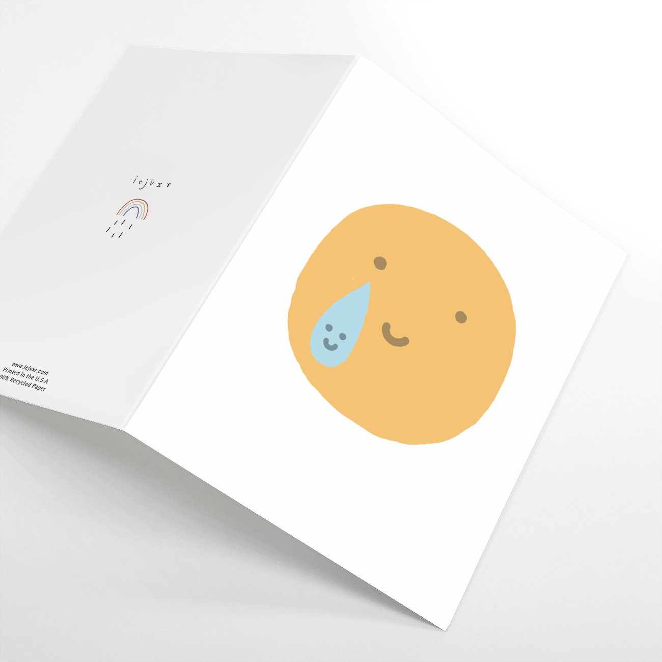 A Cute Happy Tears Emoji card featuring a joyful emoji design, blank back for personal messages, and a Kraft envelope.
