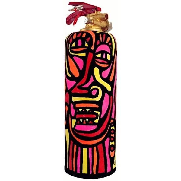 Hand-painted designer fire extinguisher by Jill Lefkowitz, featuring vibrant colors and unique artistic design.