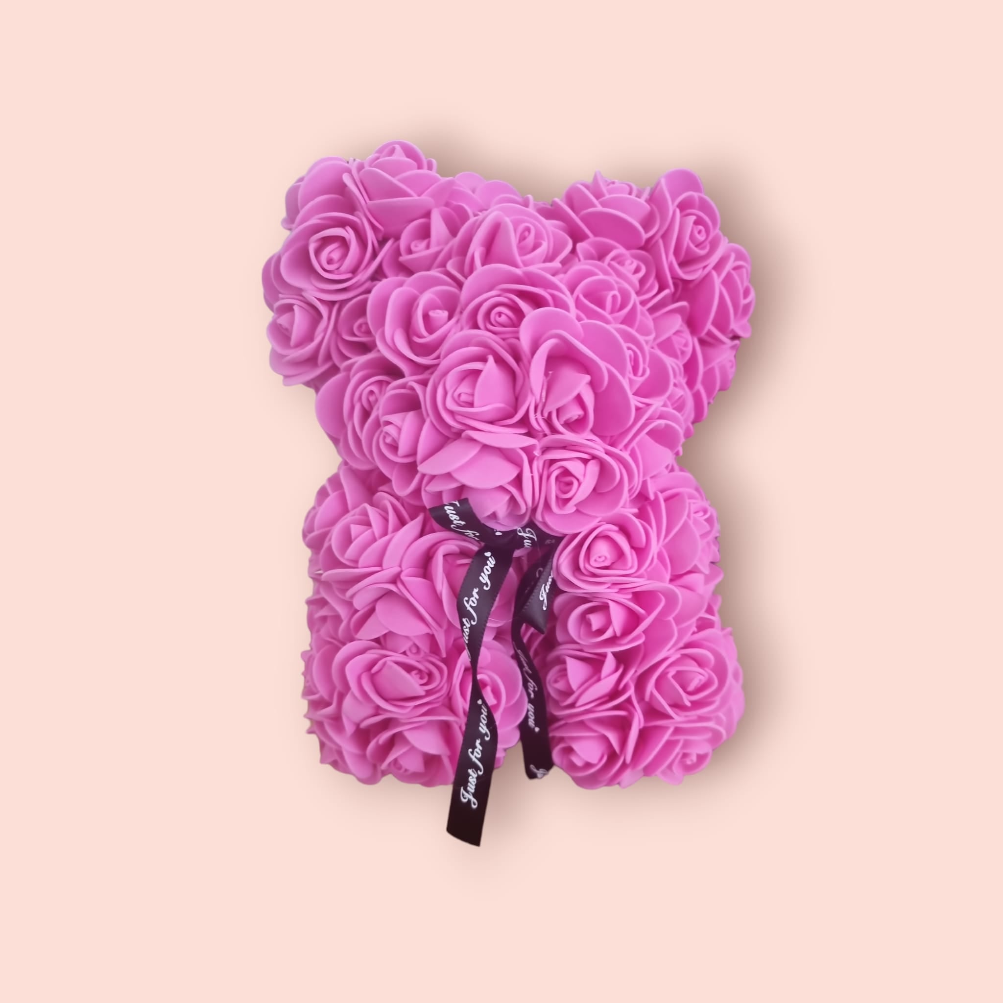Eternal Love Pink Rose Bear adorned with pink foam roses, symbolizing everlasting love, perfect for Valentine's Day gifting.