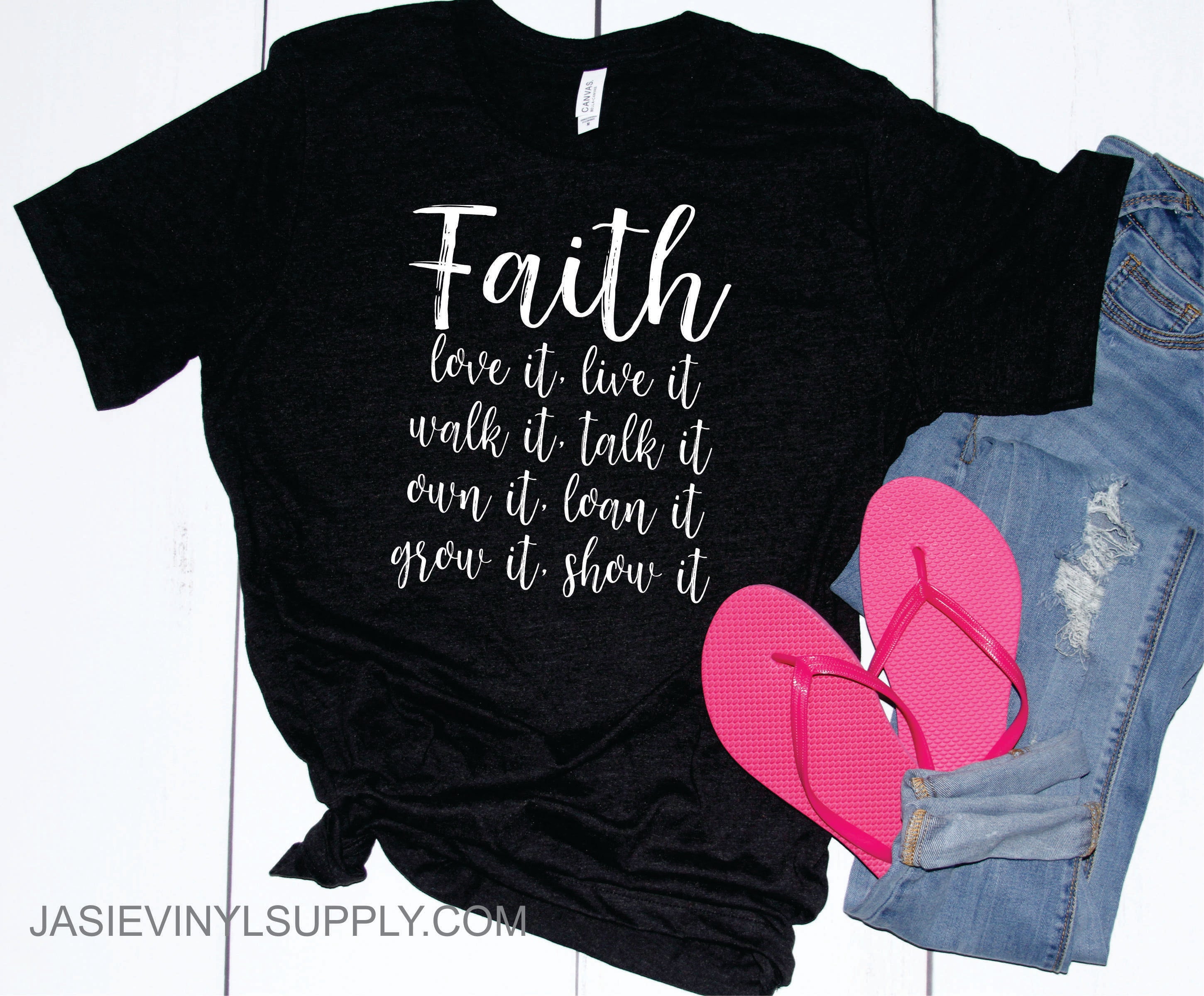 Faith Live it Love it Graphic Tee featuring bold text on a unisex t-shirt, perfect for casual wear.