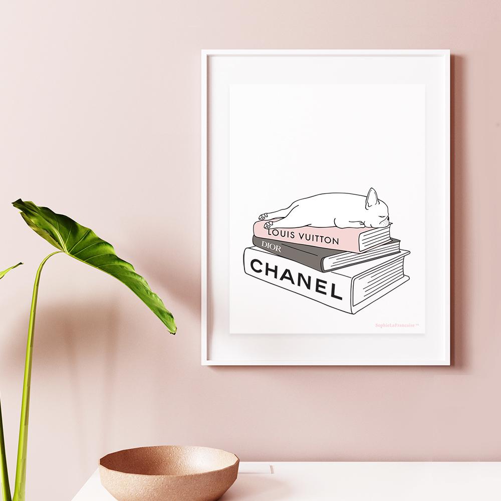 Fashion Frenchie Art Print featuring a stylish French bulldog illustration, perfect for home decor.