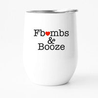 FB❤MBS & BOOZE 12oz travel tumbler with a unique design, perfect for hot or cold drinks.