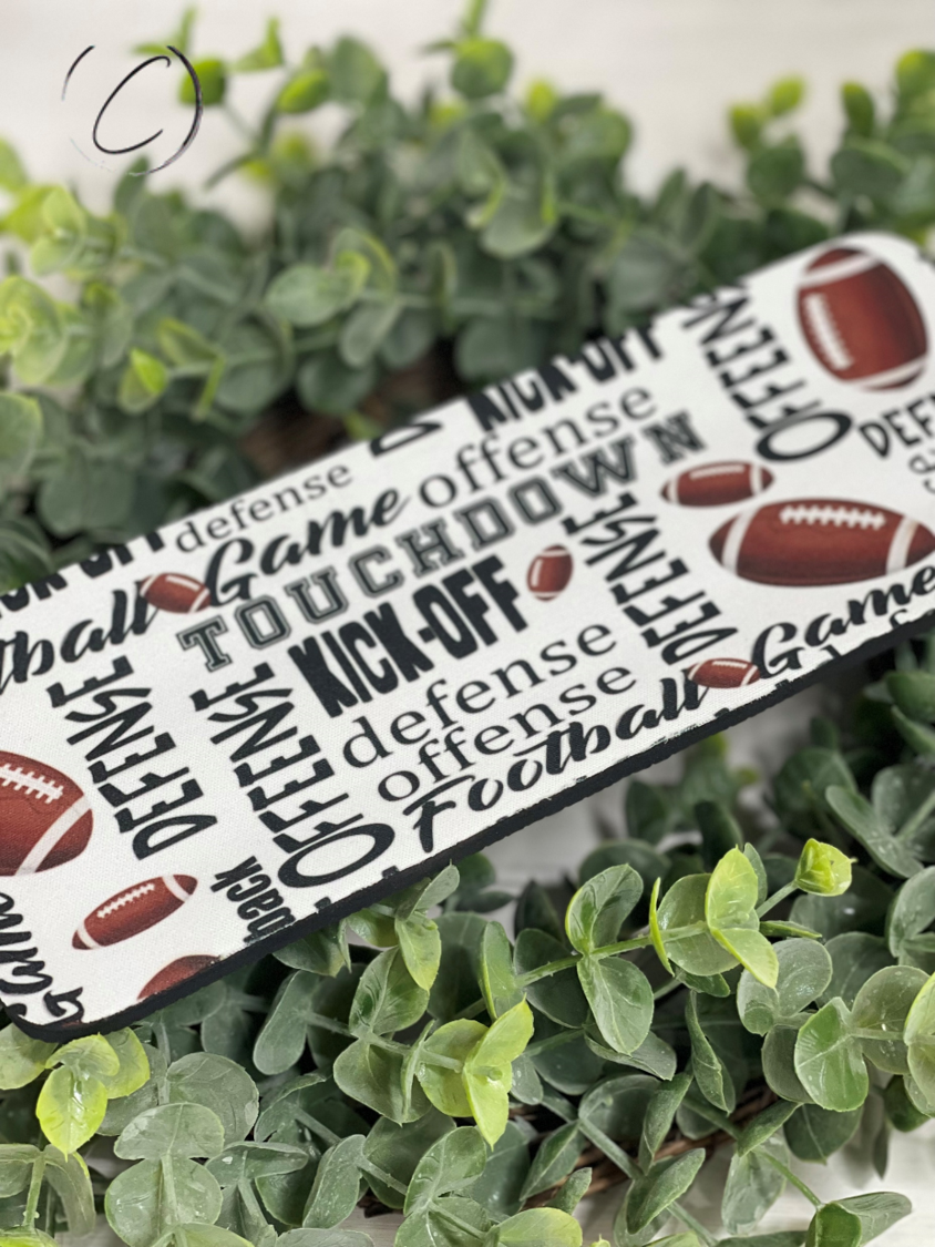 Football Terms Slap Wrap Can Cooler featuring a unique slap wrap design, made of durable neoprene, perfect for 12oz cans and bottles.