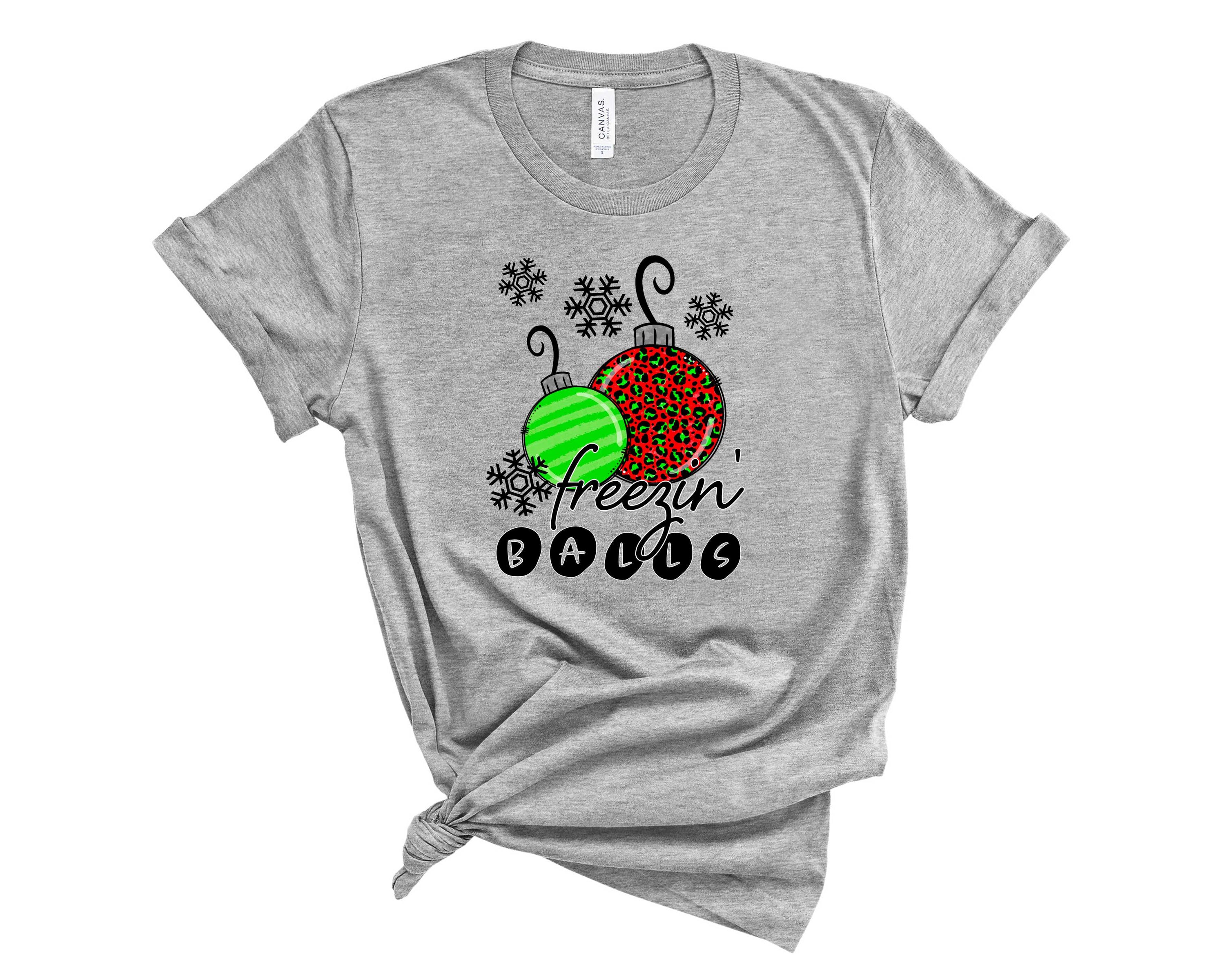 Freezin' Balls Graphic Tee featuring a trendy design on a soft unisex t-shirt.