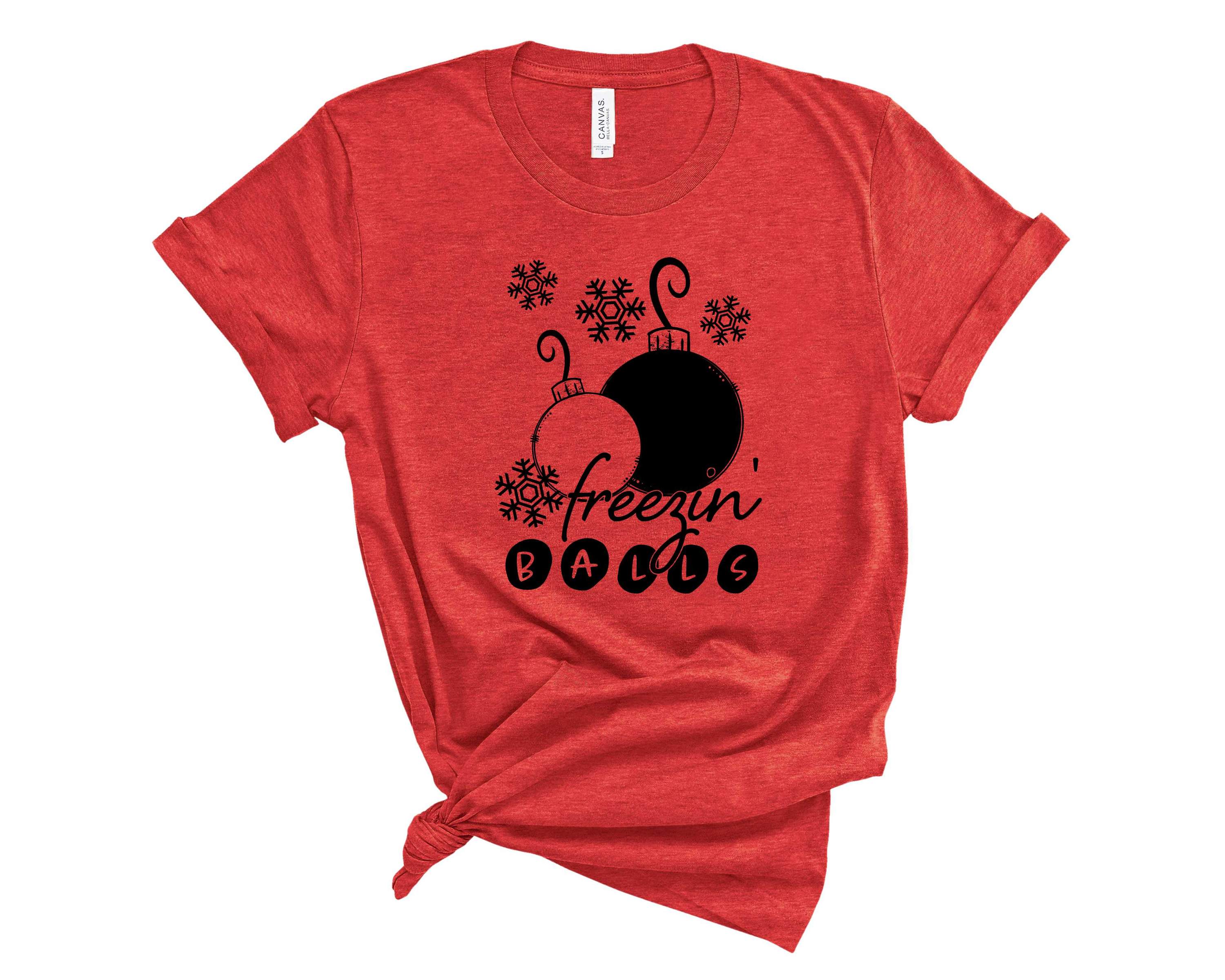 Freezin Balls Graphic Tee featuring a trendy design, unisex fit, and soft fabric, perfect for casual wear.