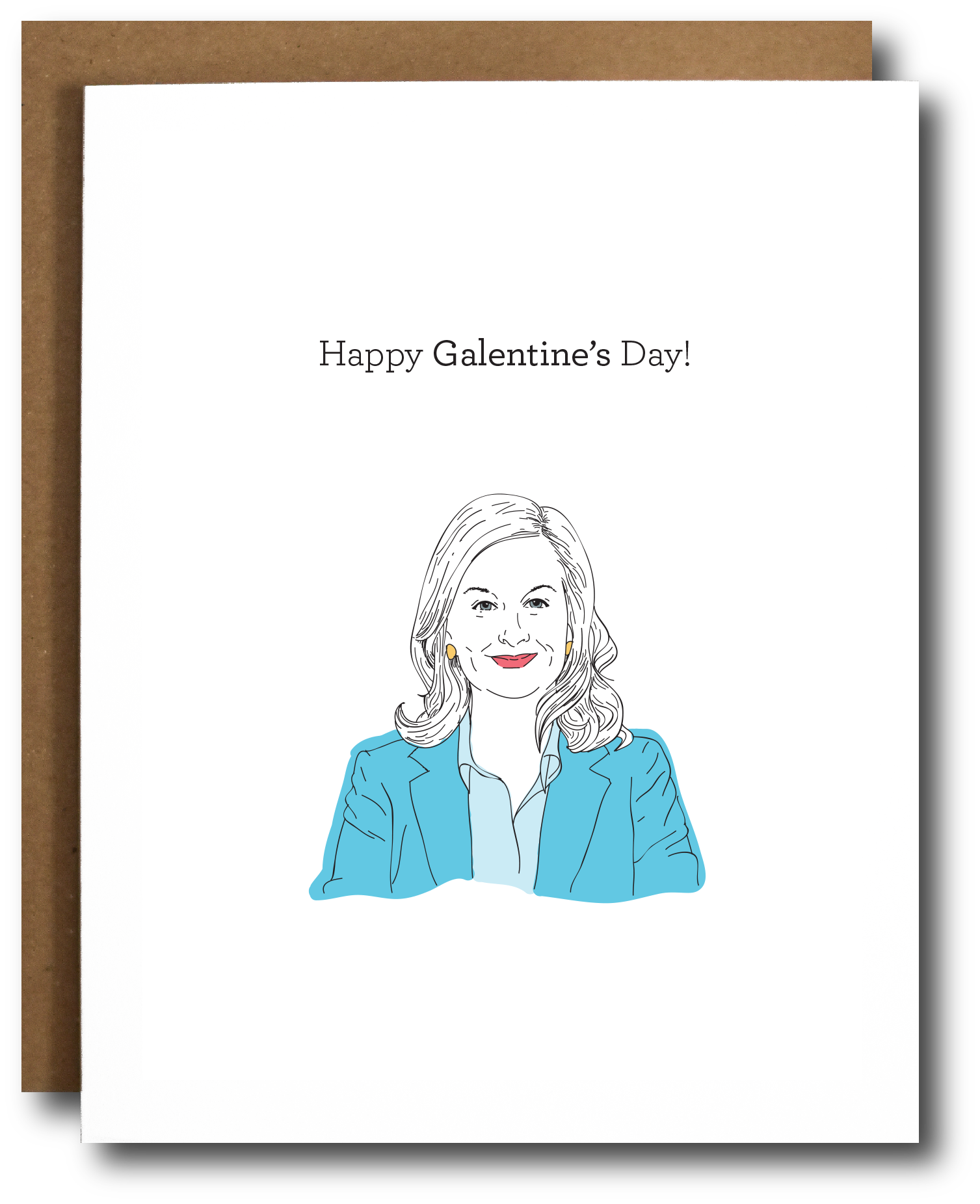 A colorful Galentine's Day card featuring a blank interior, perfect for personal messages, with a Kraft paper envelope.