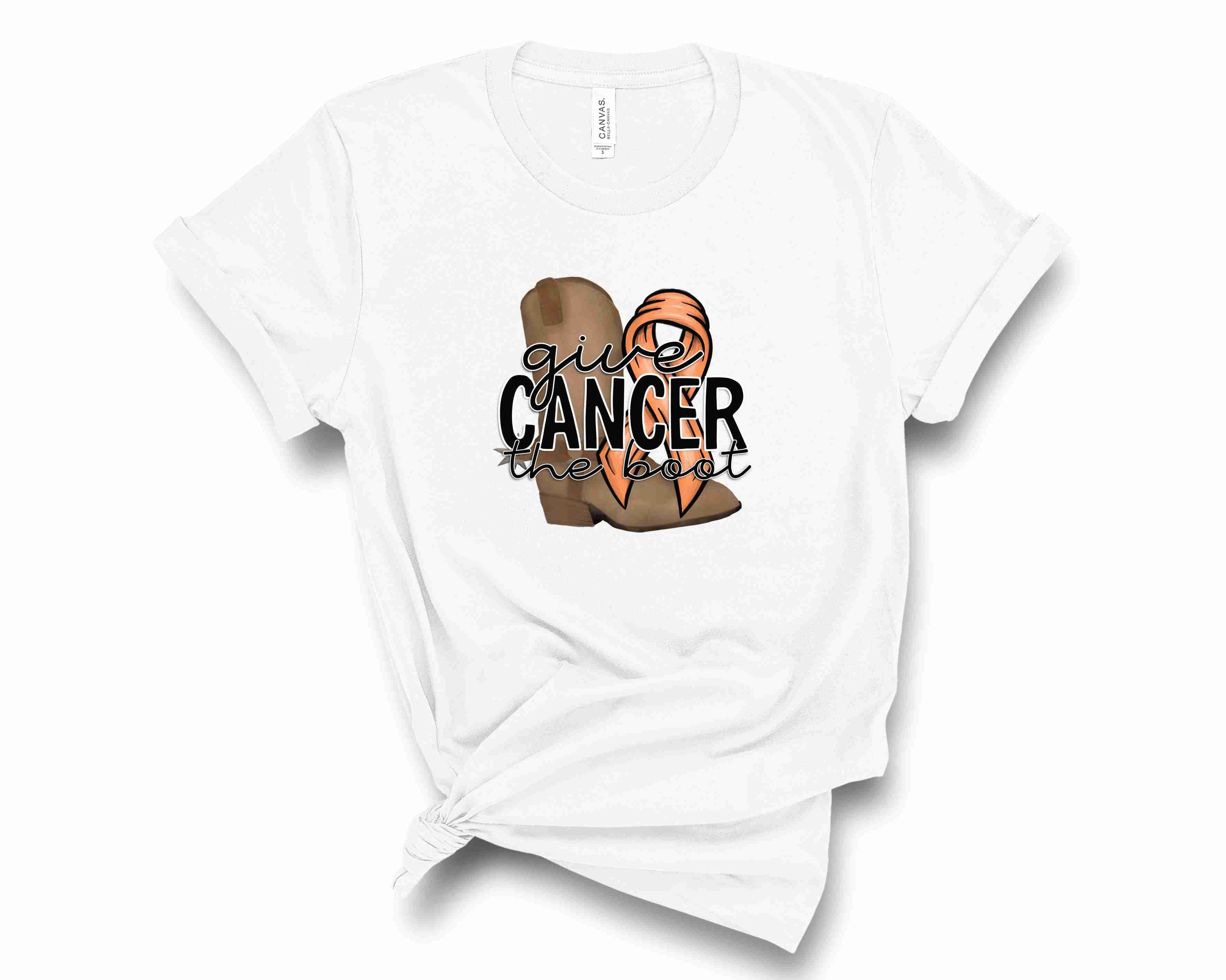 Unisex peach ribbon graphic tee for cancer awareness, featuring a soft fabric and stylish design.