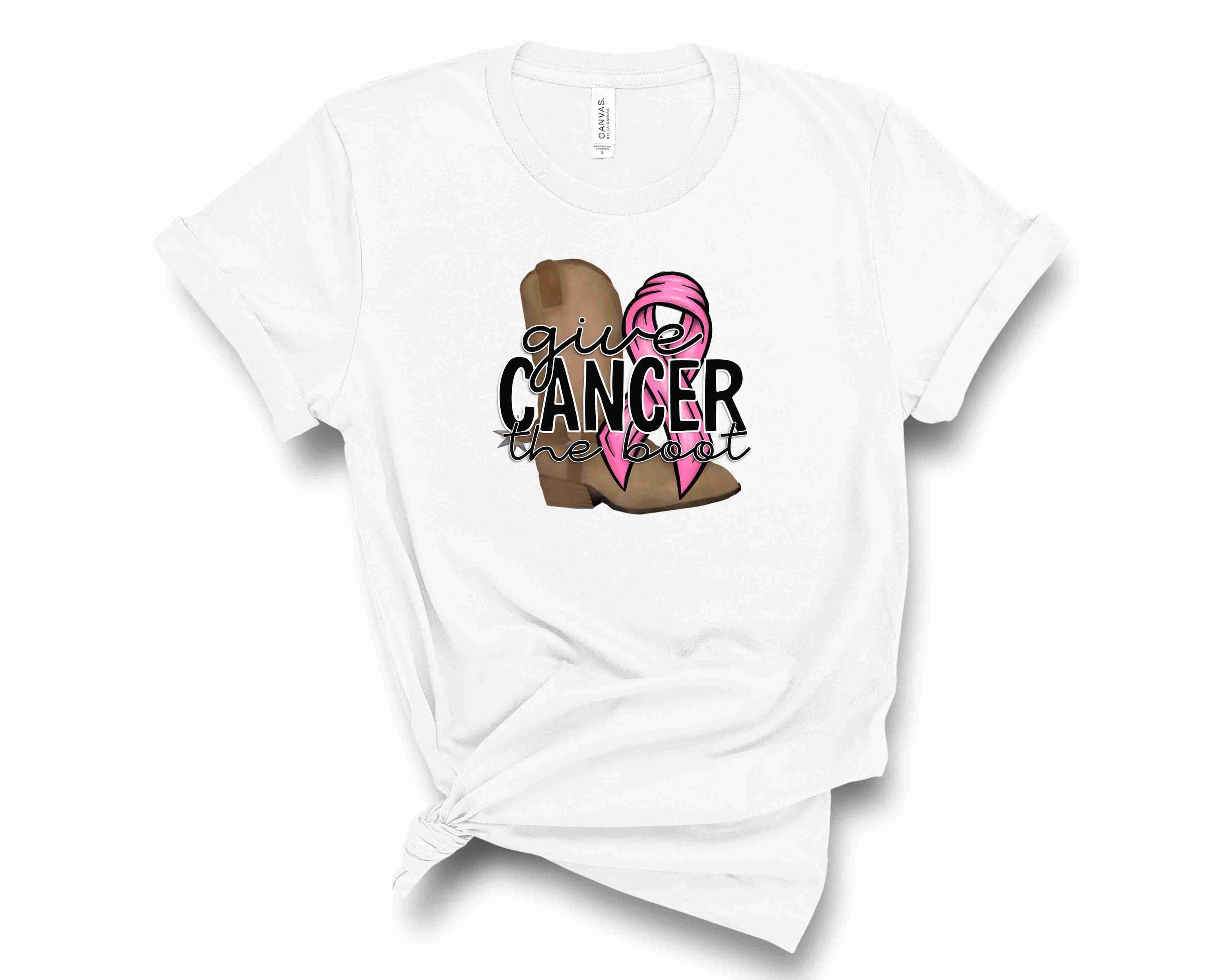 Unisex pink ribbon graphic tee promoting cancer awareness, featuring a stylish design and comfortable fit.