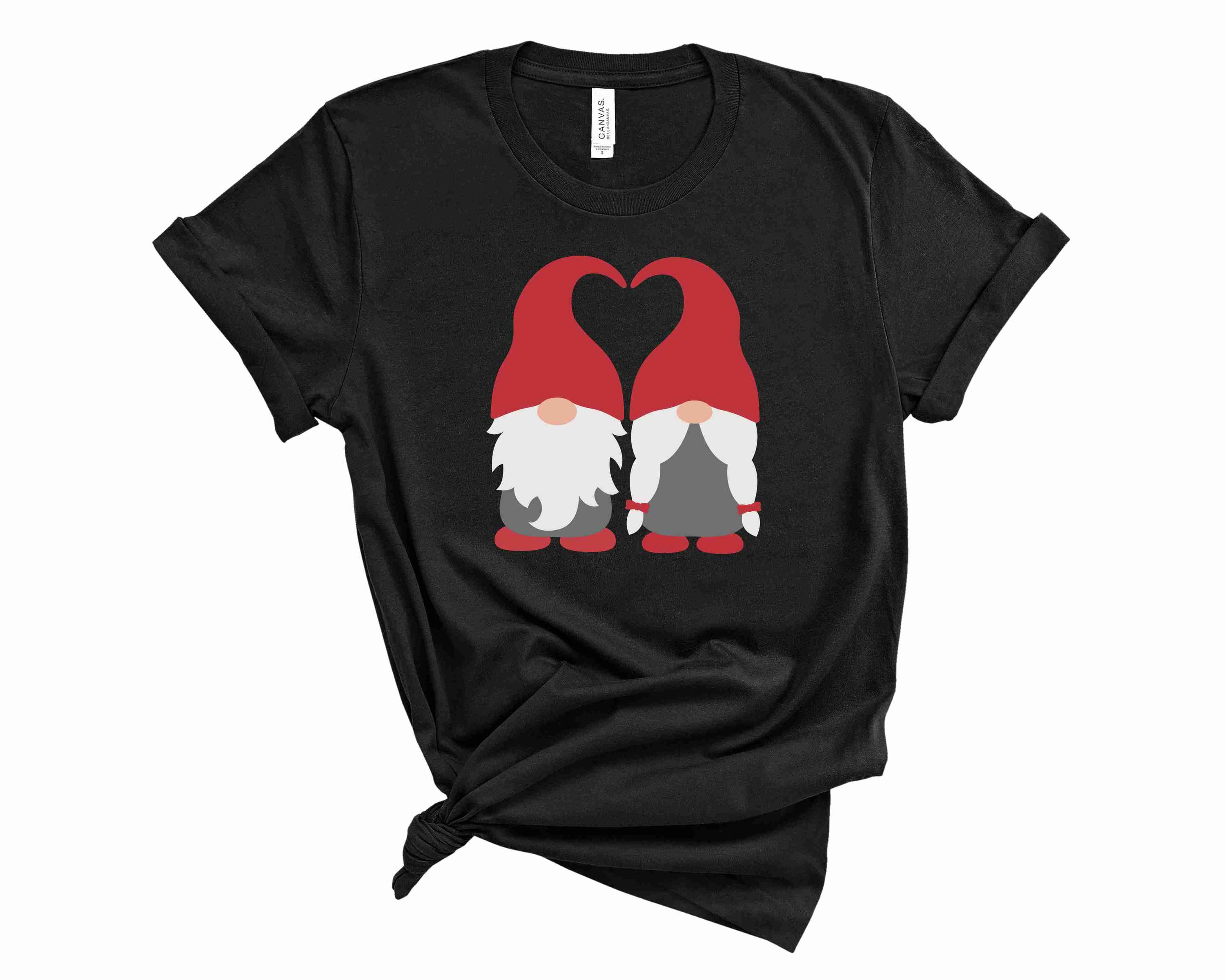 A stylish unisex Gnome Heart Graphic Tee featuring a whimsical gnome heart design on a soft fabric.