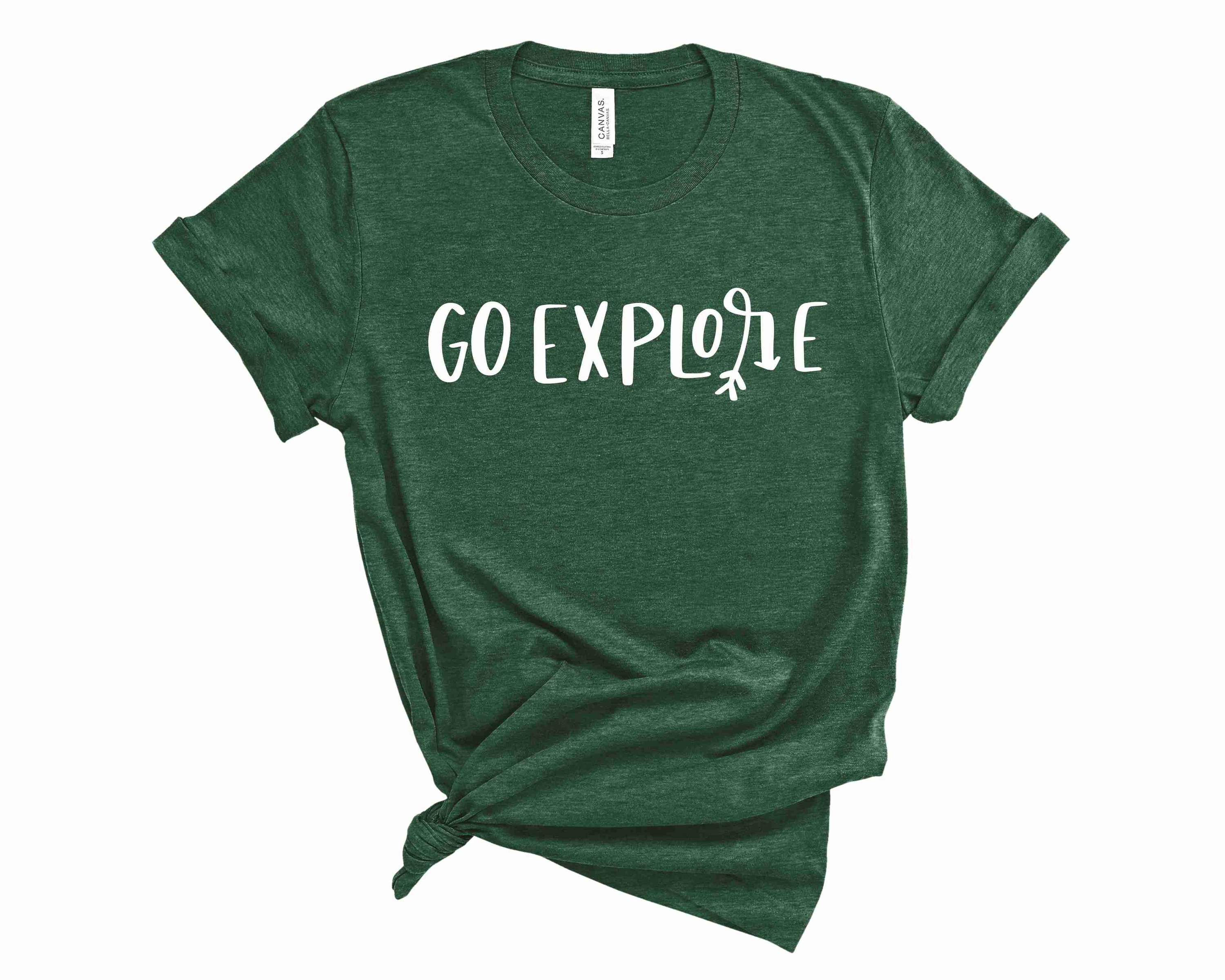Go Explore Graphic Tee featuring a stylish adventure-themed design on a unisex t-shirt.