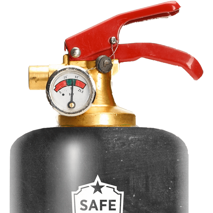 Good Life fire extinguisher with a chic design, elegantly wrapped in a tubular cover, showcasing its stylish appearance and safety features.