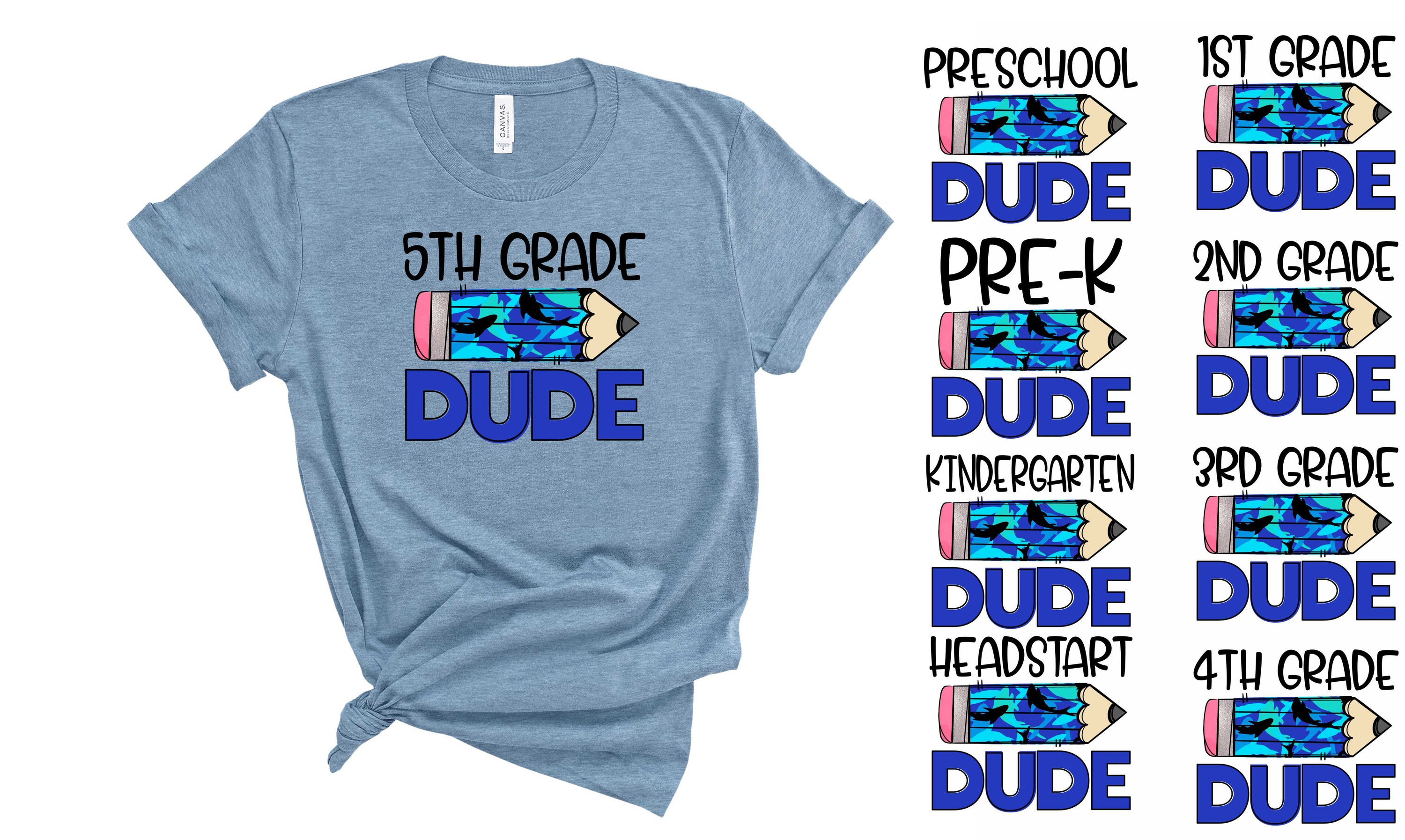 Dude Blue Pencil Graphic Tee showcasing a unique blue pencil design on a soft unisex t-shirt.