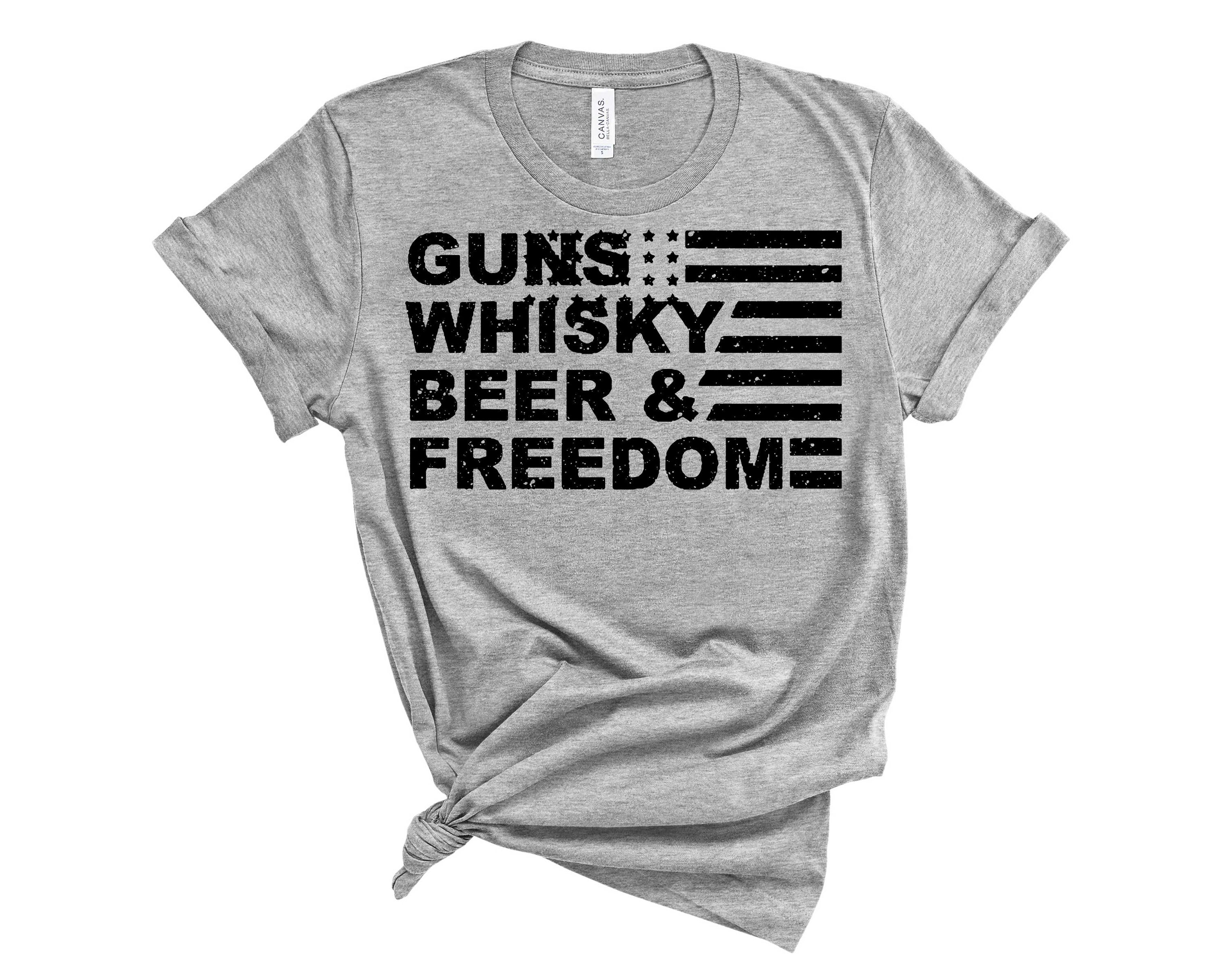 A stylish unisex graphic tee featuring a bold guns design, perfect for casual wear.