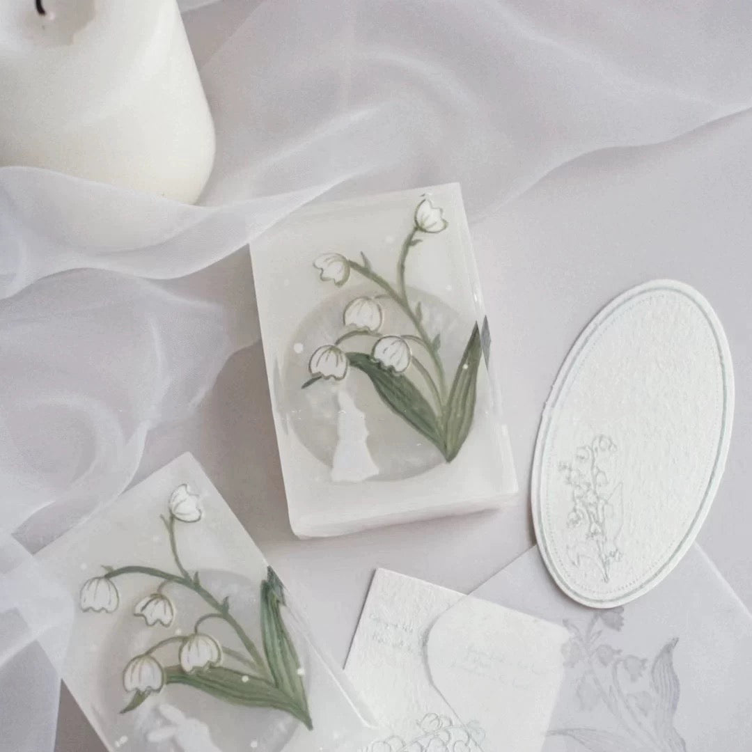 A beautifully crafted bar of Handmade Lily of the Valley Aromatic Soap, showcasing its delicate floral design and rich texture, perfect for luxurious bathing.