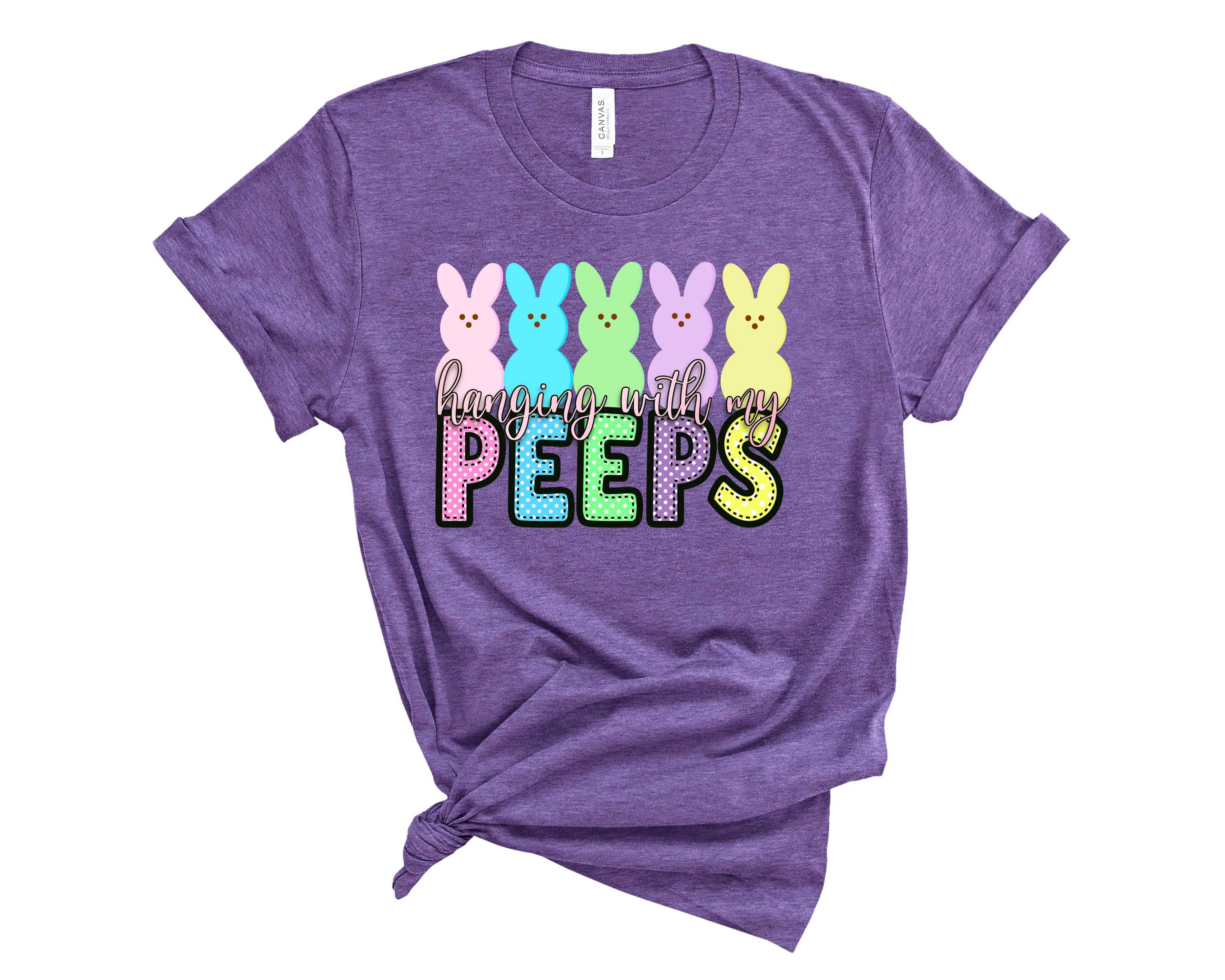 A unisex graphic tee featuring the phrase 'Hanging with my peeps' in a fun design, perfect for casual wear.