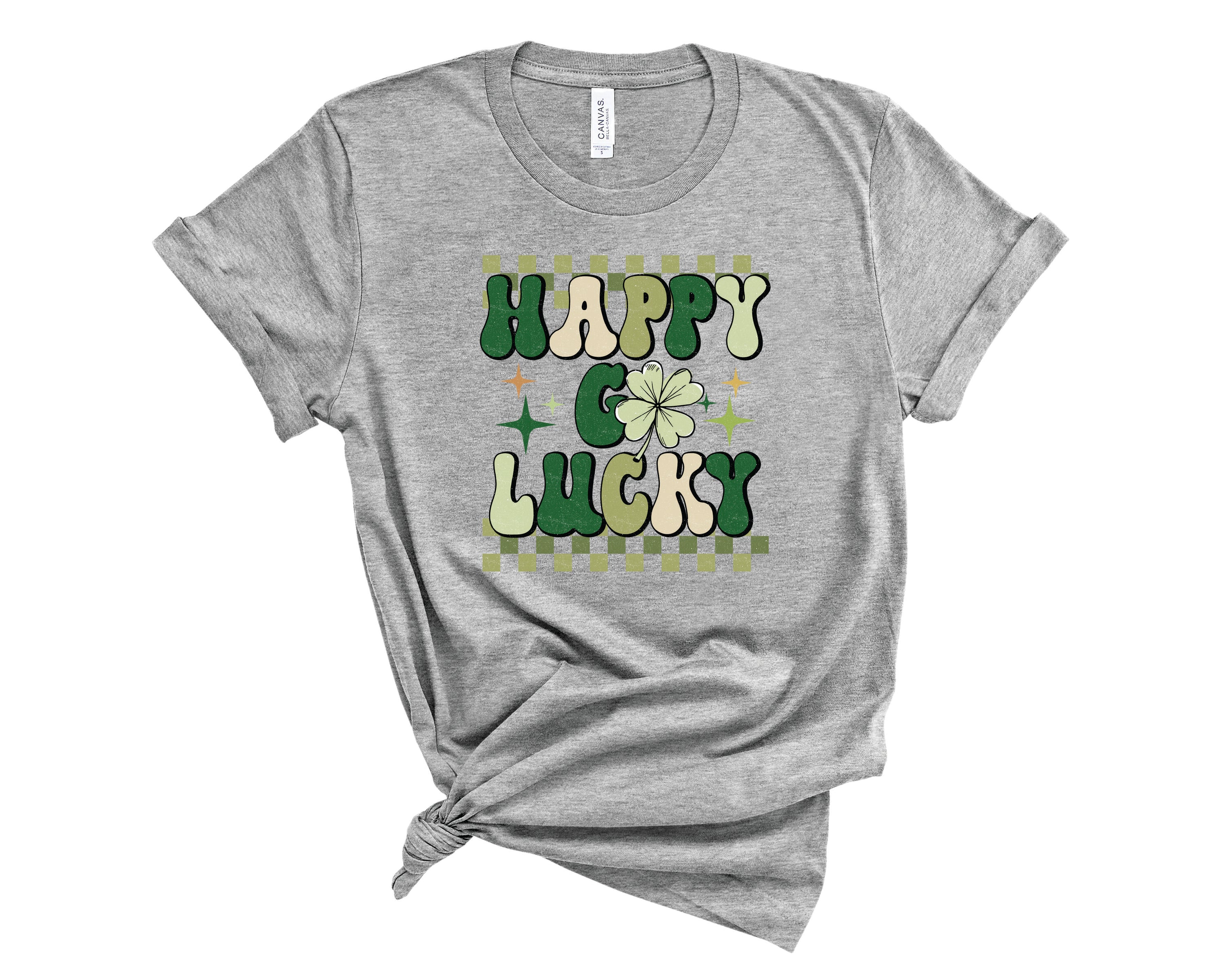 Happy Go Lucky Graphic Tee featuring a vibrant design on a soft unisex t-shirt.