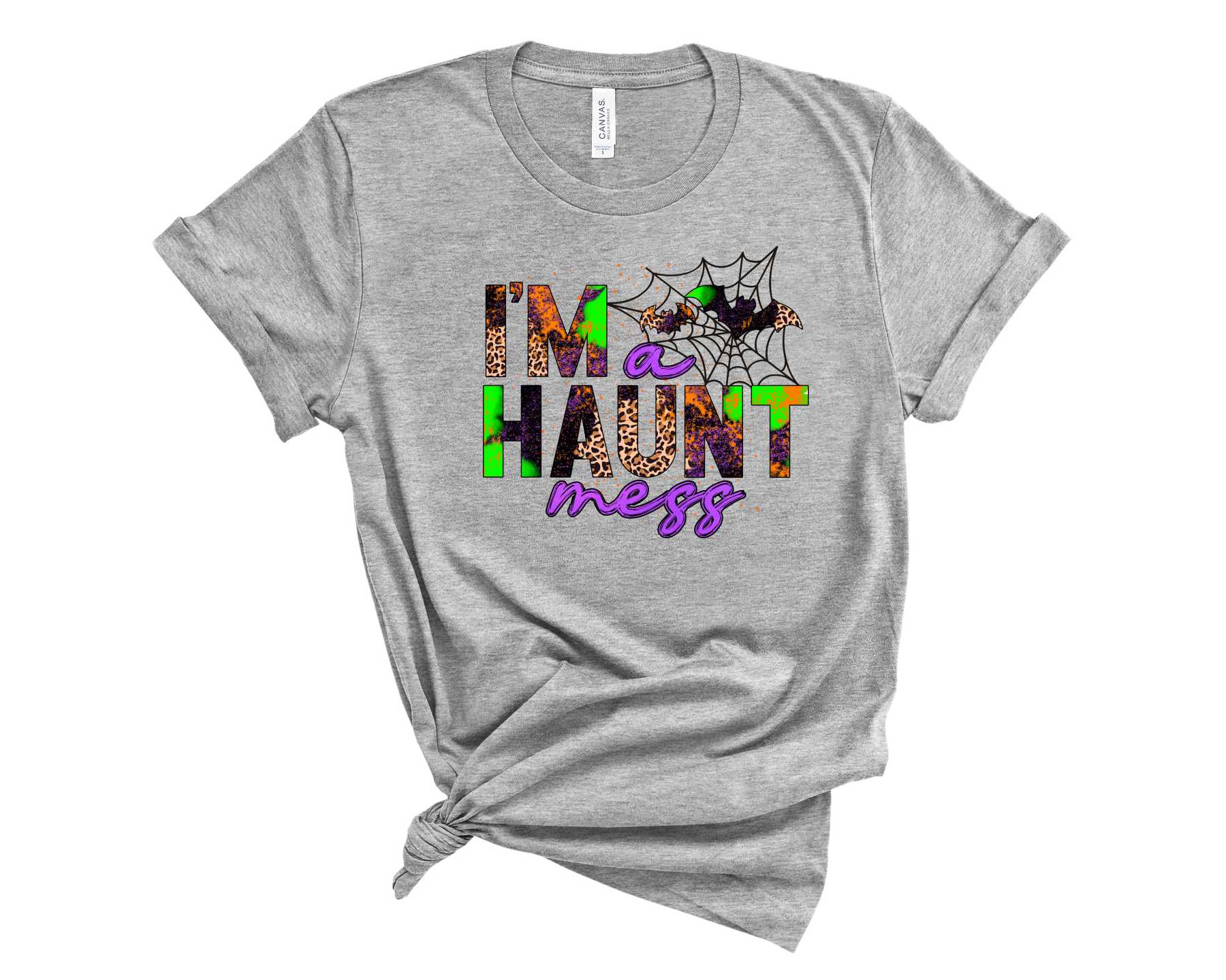 Haunt Mess Grunge Graphic Tee featuring a unique grunge design on a soft fabric, suitable for all genders.