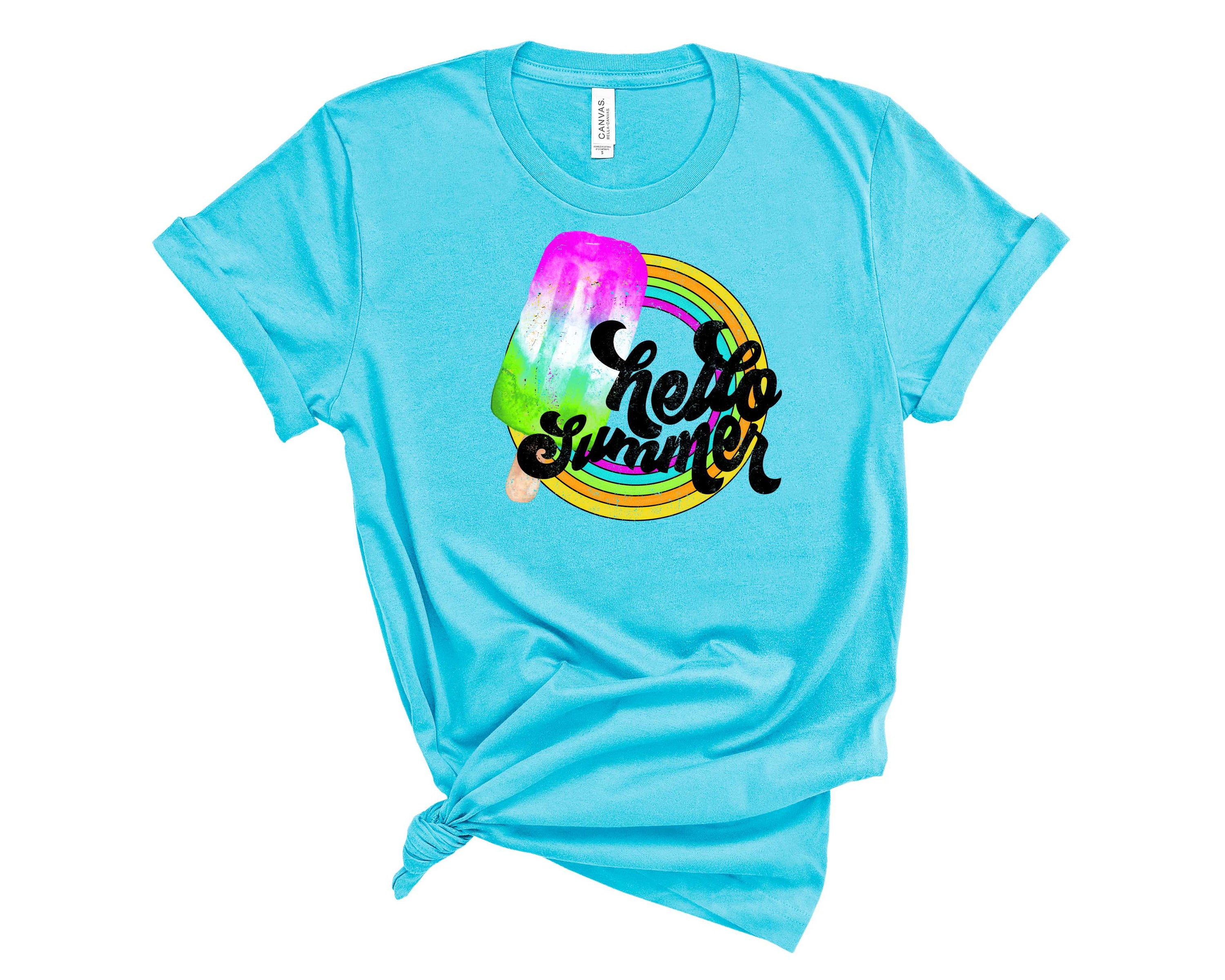 Hello Summer Popsicle Graphic Tee featuring a colorful popsicle design on a soft fabric, perfect for summer wear.