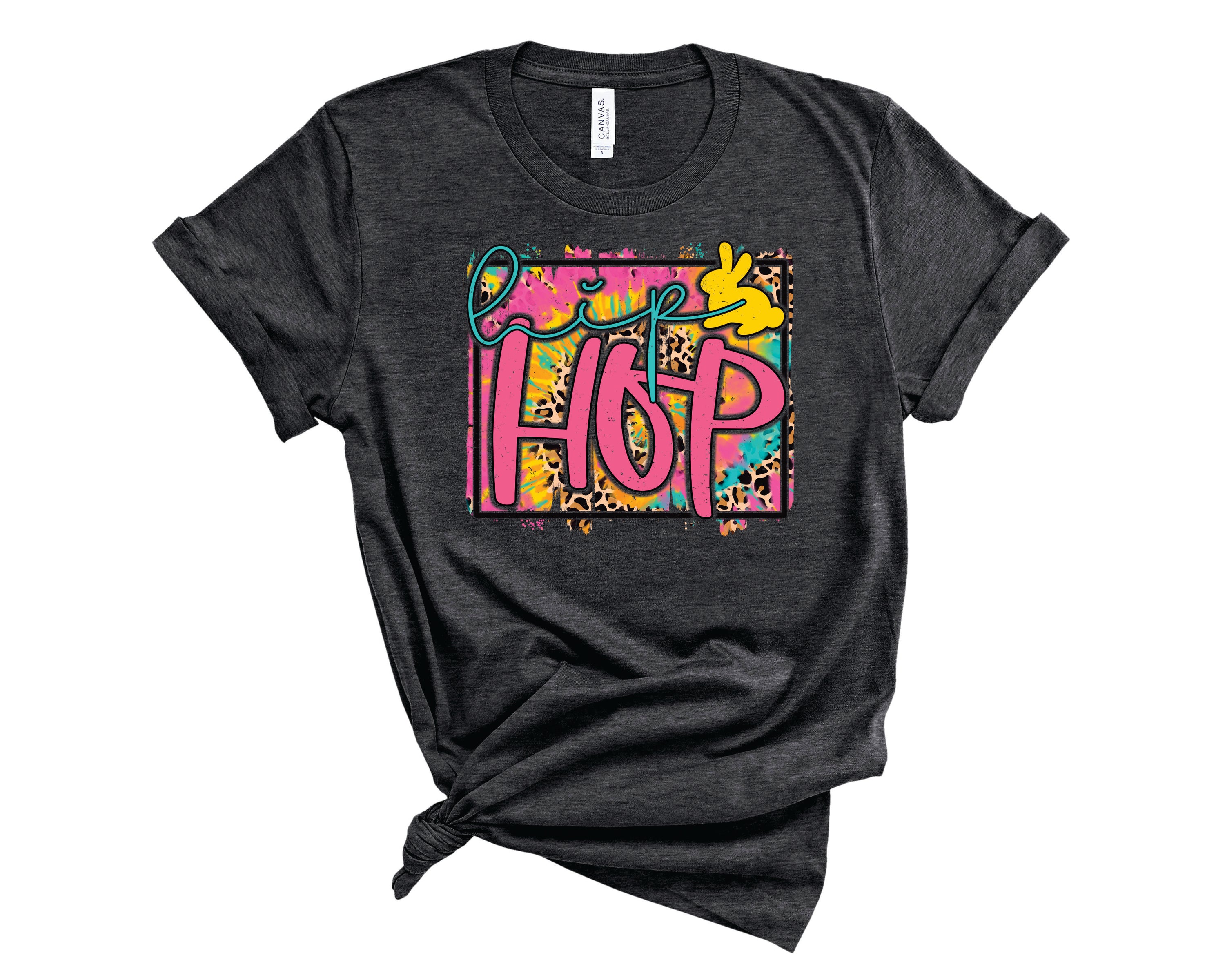 Hip Hop Tie Dye Leopard Graphic Tee featuring vibrant colors and a stylish leopard print design.