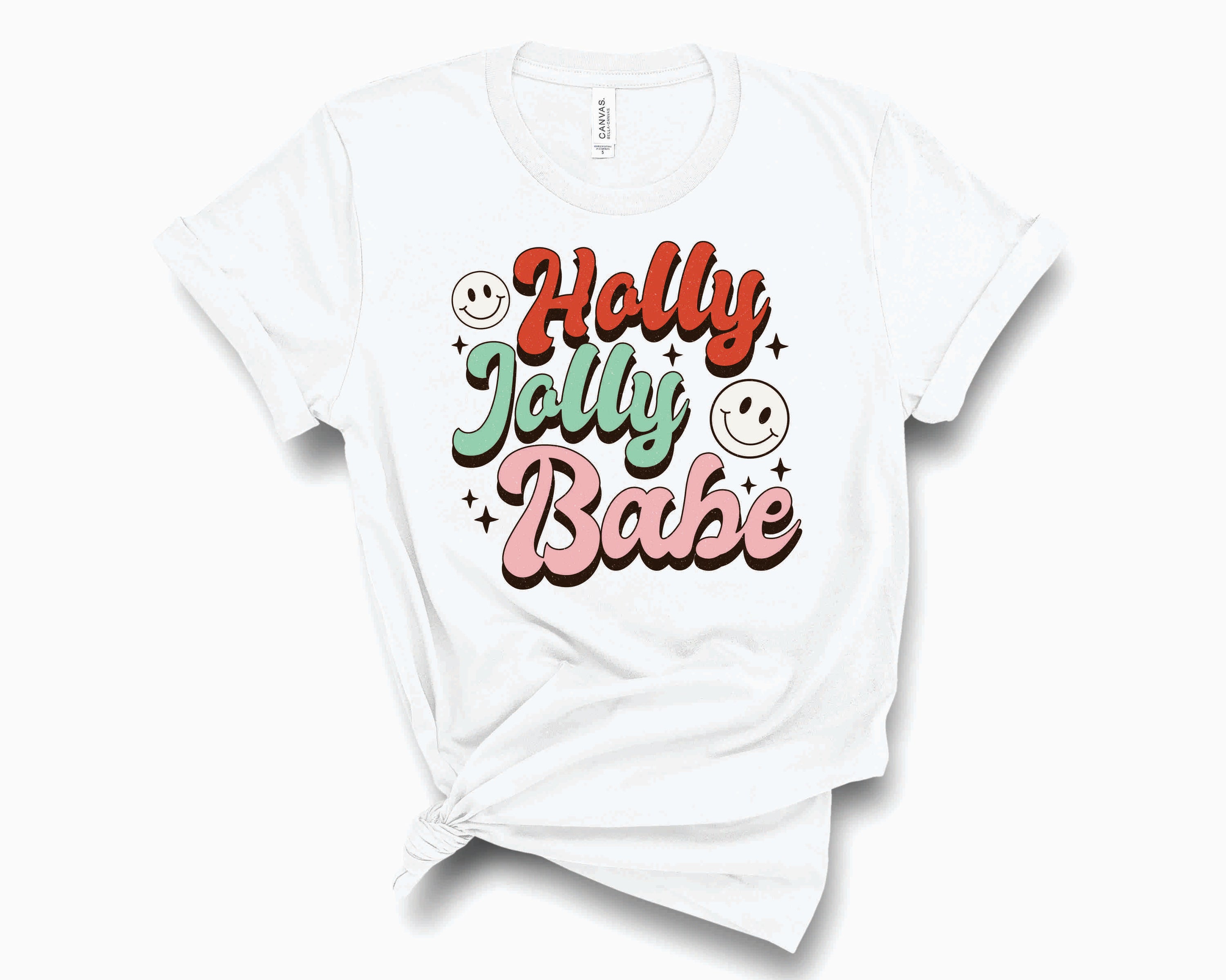 Holly Jolly Babe Graphic Tee featuring a festive design, perfect for holiday celebrations.
