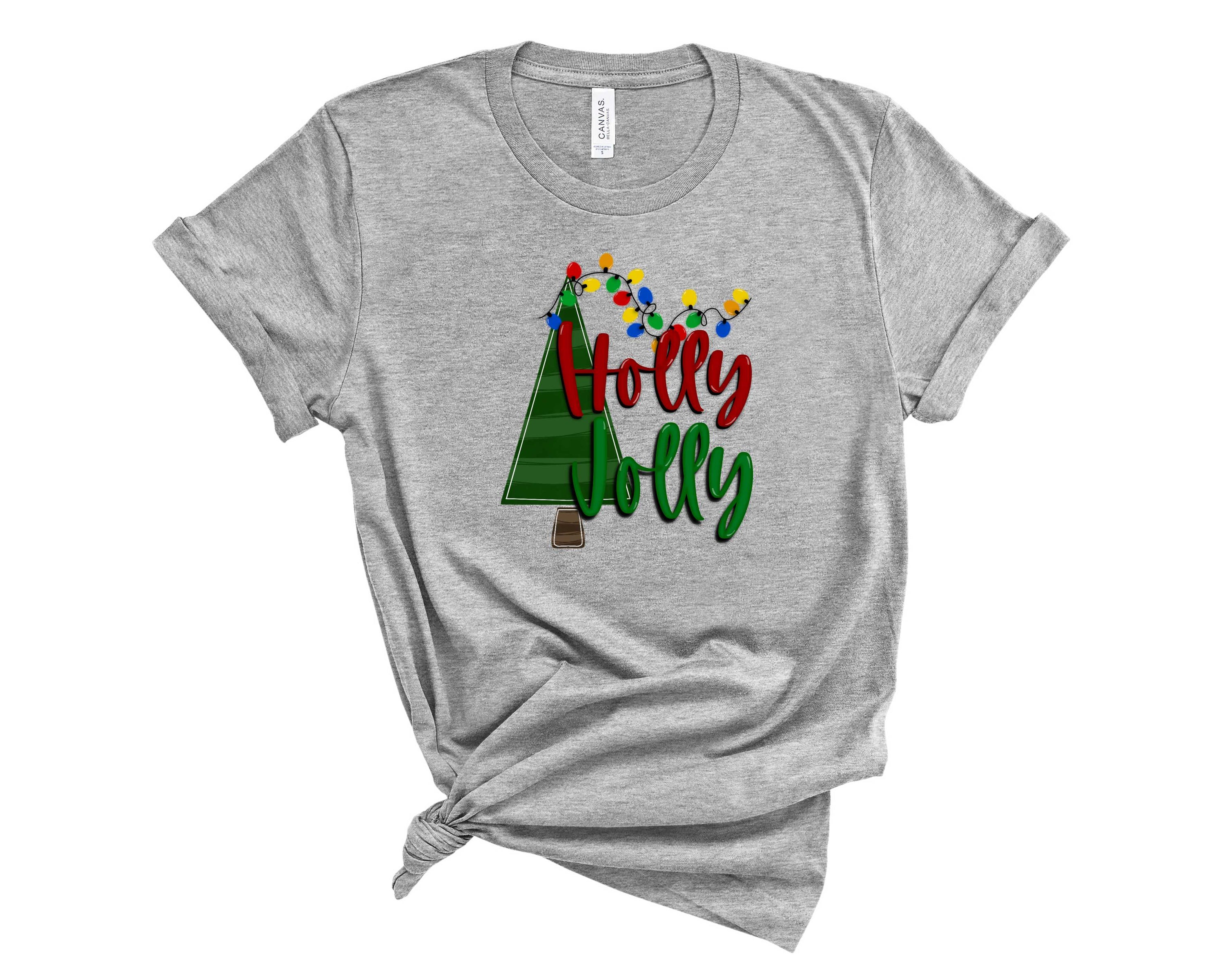 Holly Jolly Graphic Tee featuring a festive design, perfect for holiday celebrations.
