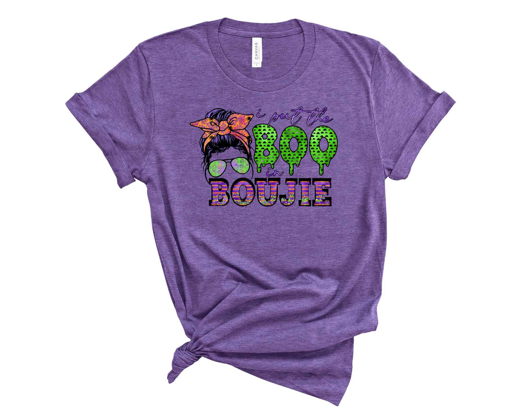 A stylish unisex graphic tee featuring the phrase 'I Put the Boo in Boujie' in bold lettering, perfect for casual wear.