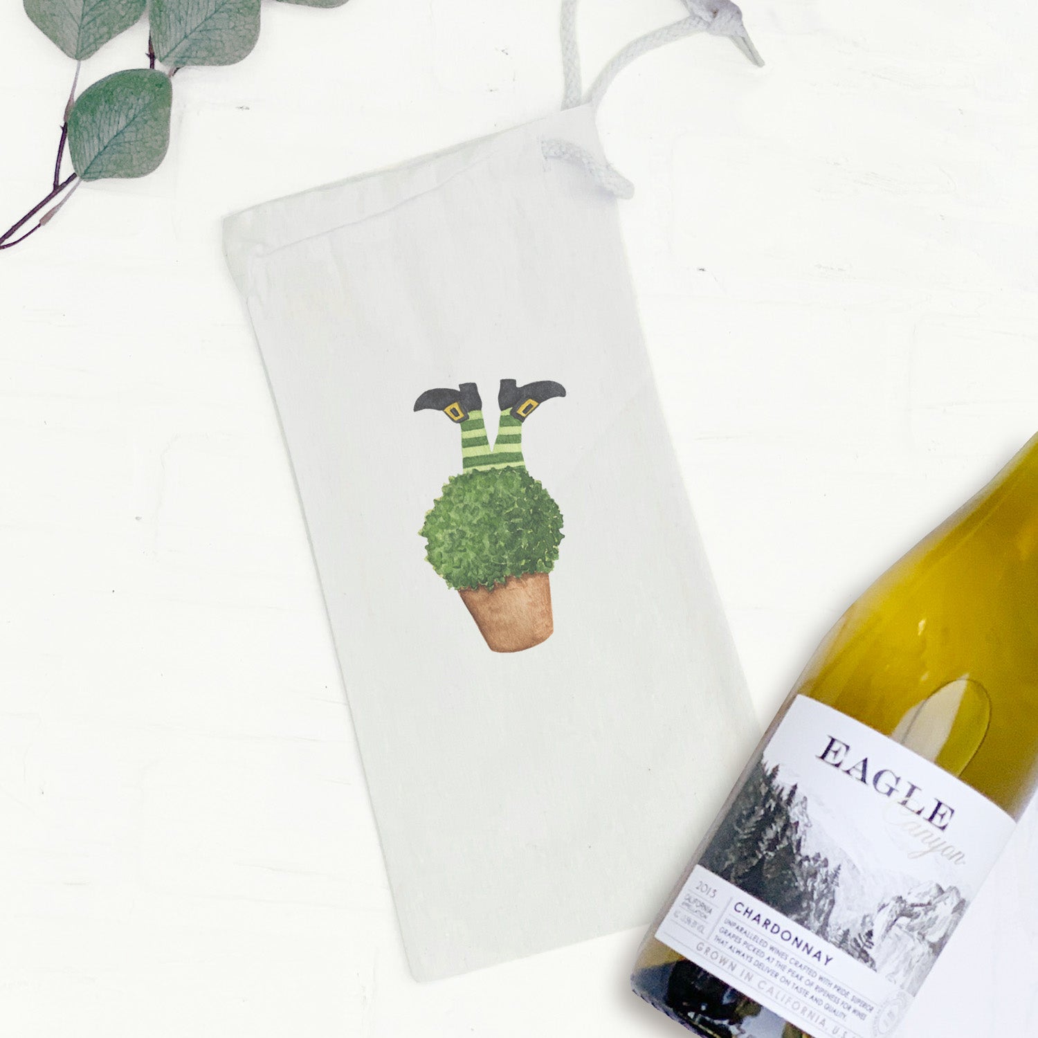 Leprechaun Legs Canvas Wine Bag featuring a whimsical design, perfect for carrying wine bottles securely.