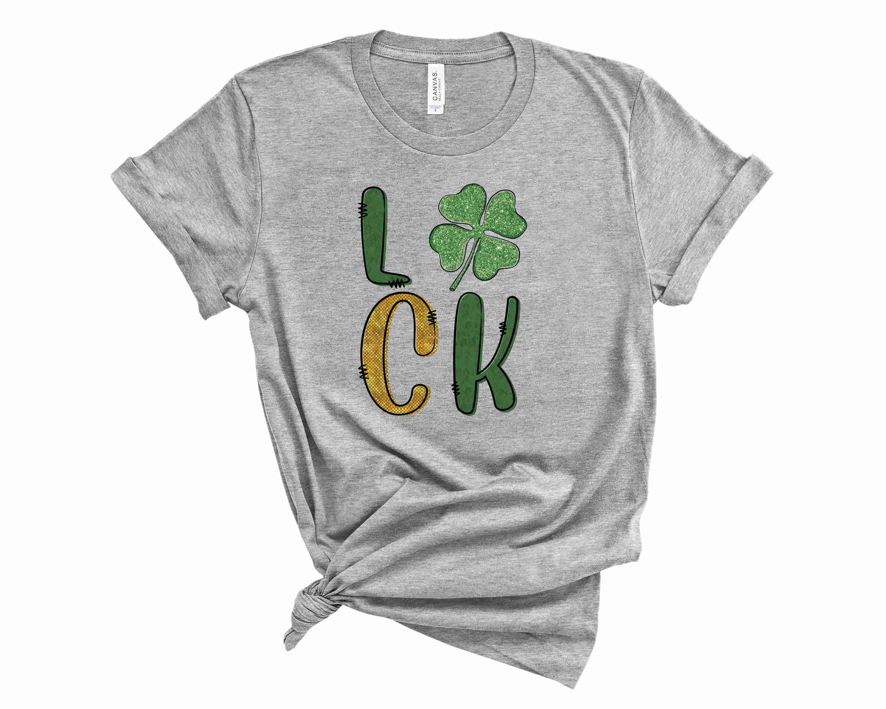 LUCK clover graphic tee featuring a stylish clover design on a unisex t-shirt.
