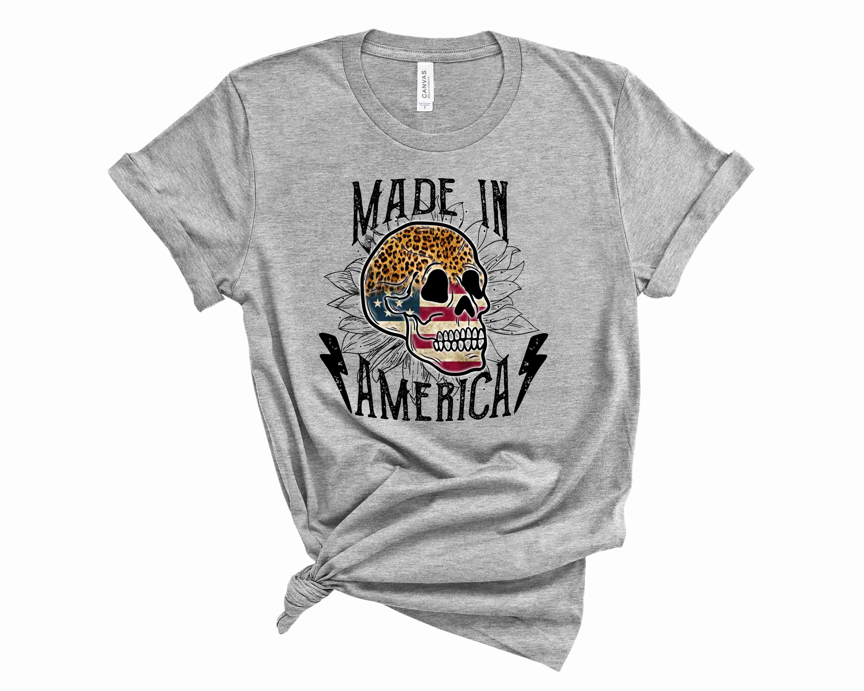 A stylish unisex t-shirt featuring a leopard graphic design, made in America, showcasing comfort and quality.