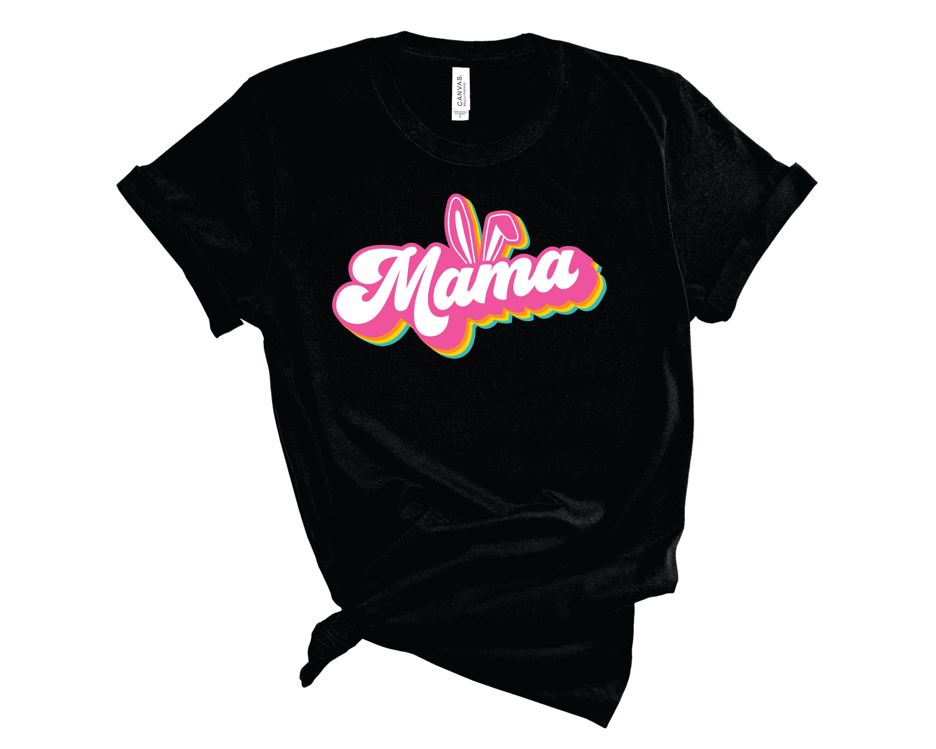 Mama Easter Bunny Ears graphic tee featuring playful bunny ears design, perfect for Easter celebrations.