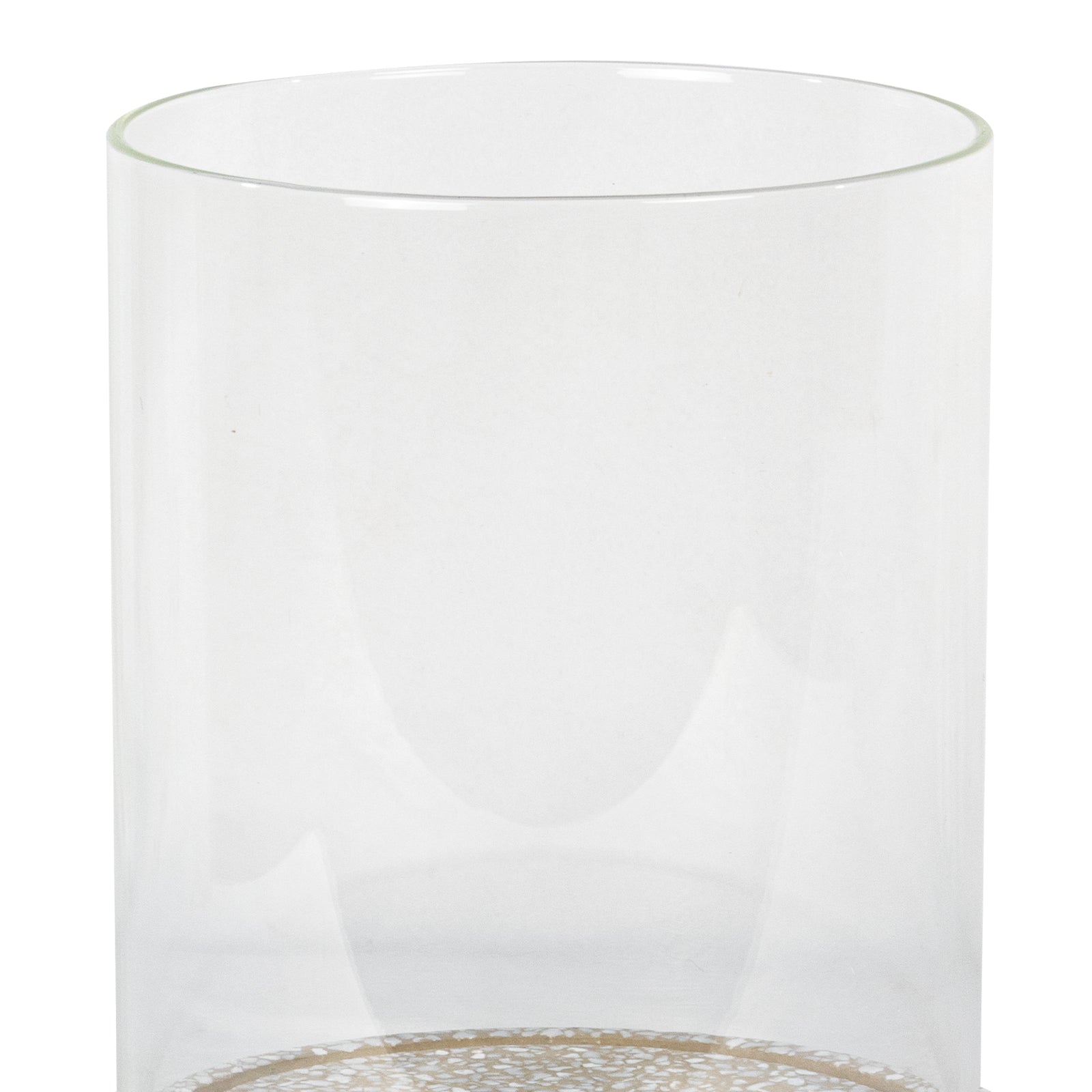 Marcello Terrazzo Hurricane Small featuring a unique terrazzo base and tall glass tunnel, perfect for candlelight decor.