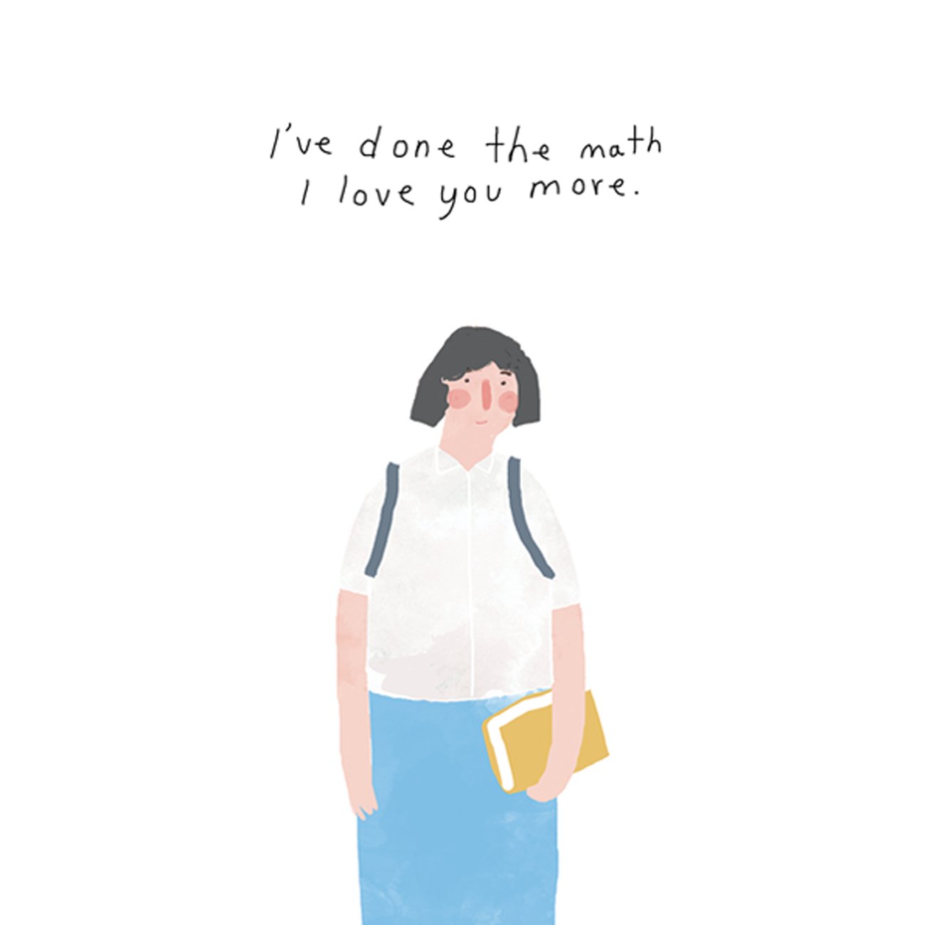 Math, I Love You More greeting card on recycled paper with Kraft envelope, featuring a heartfelt design.