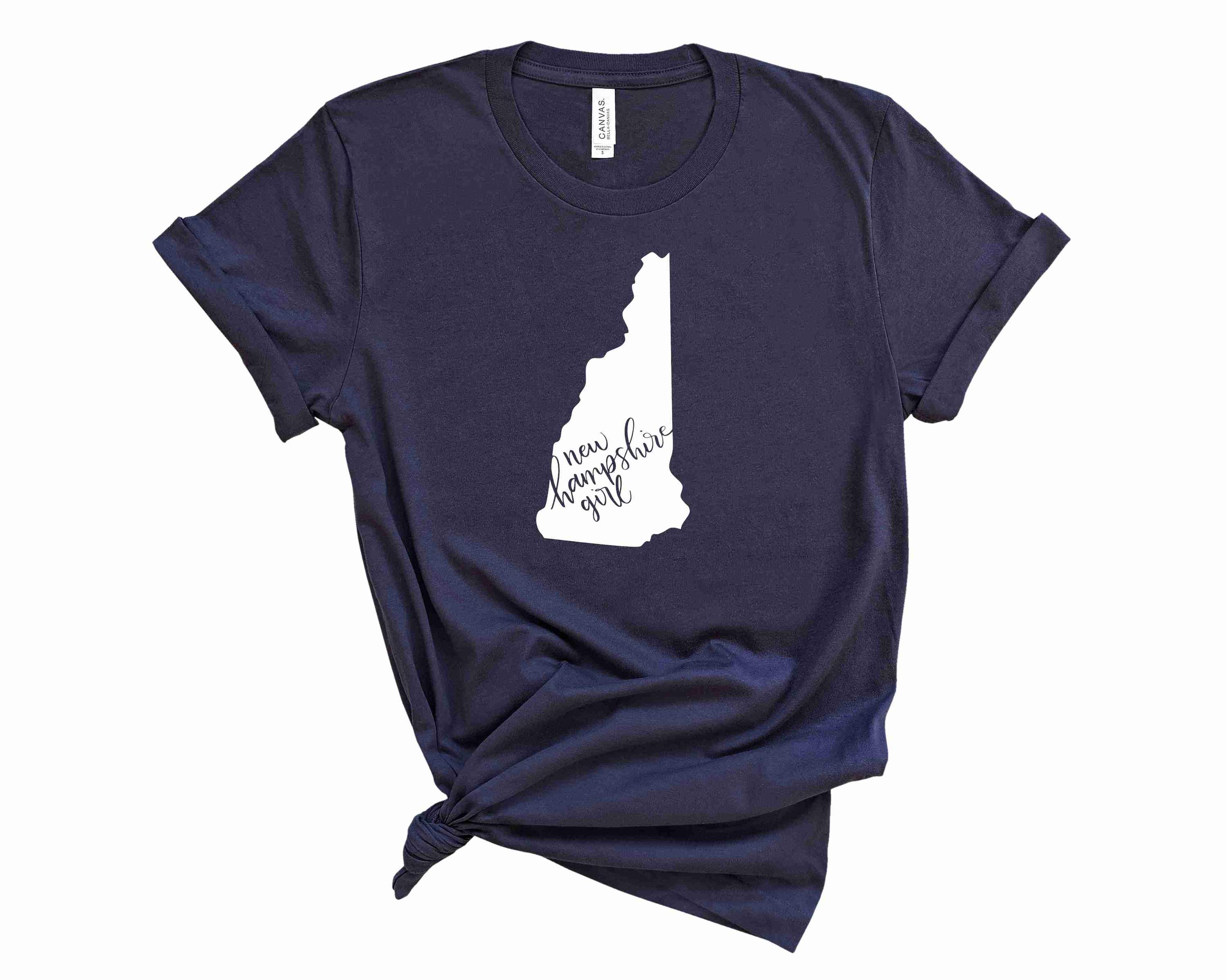 New Hampshire Girl graphic tee featuring a stylish design on a comfortable unisex t-shirt.