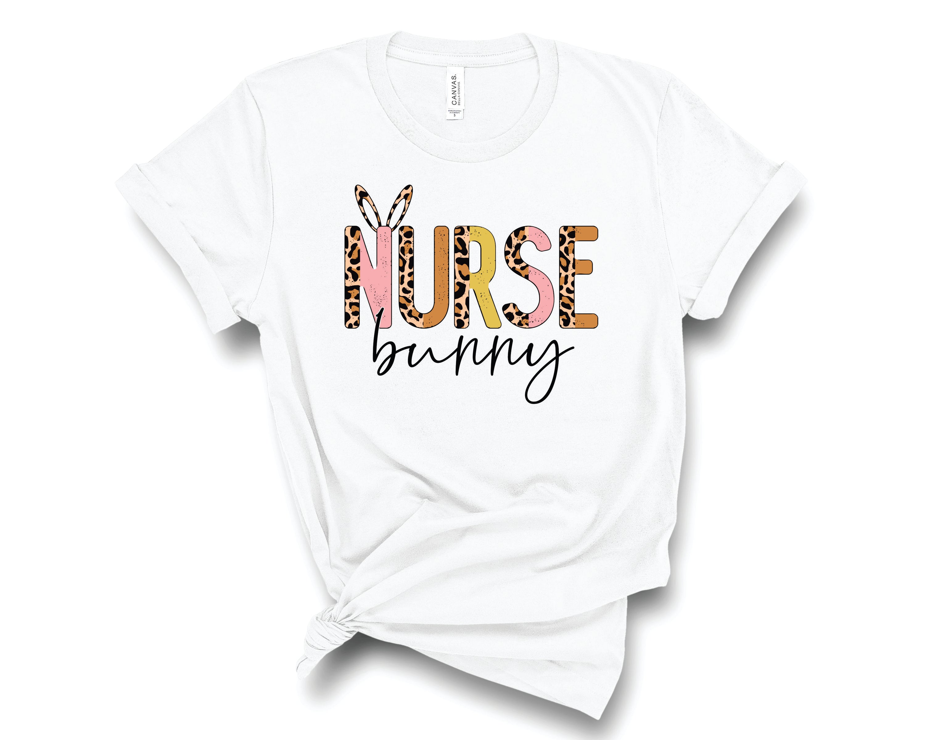 Nurse Bunny Half Leopard Neutral Graphic Tee featuring a playful half leopard design on a soft fabric, suitable for casual wear.
