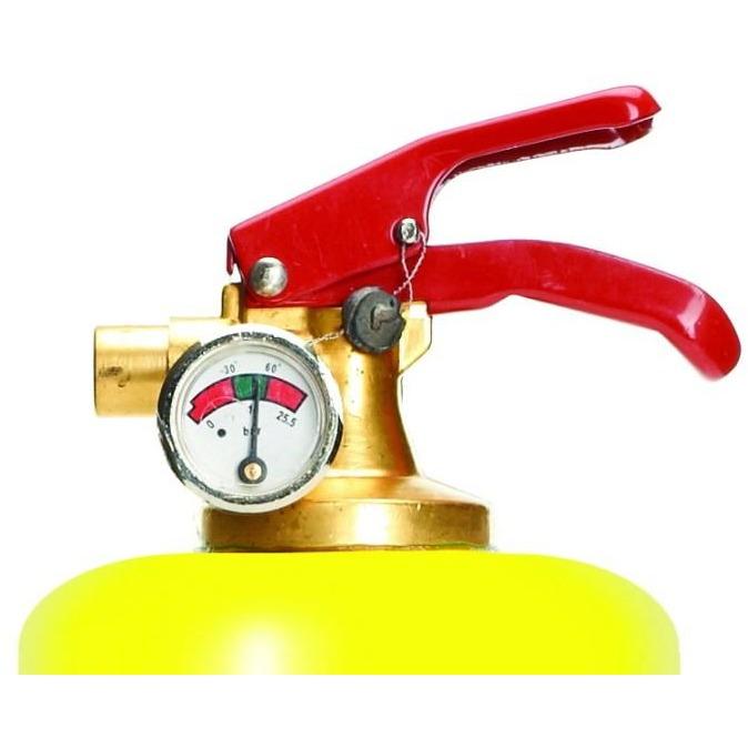 Stylish OLIVE fire extinguisher in a chic design, made of steel and brass, perfect for home decor.