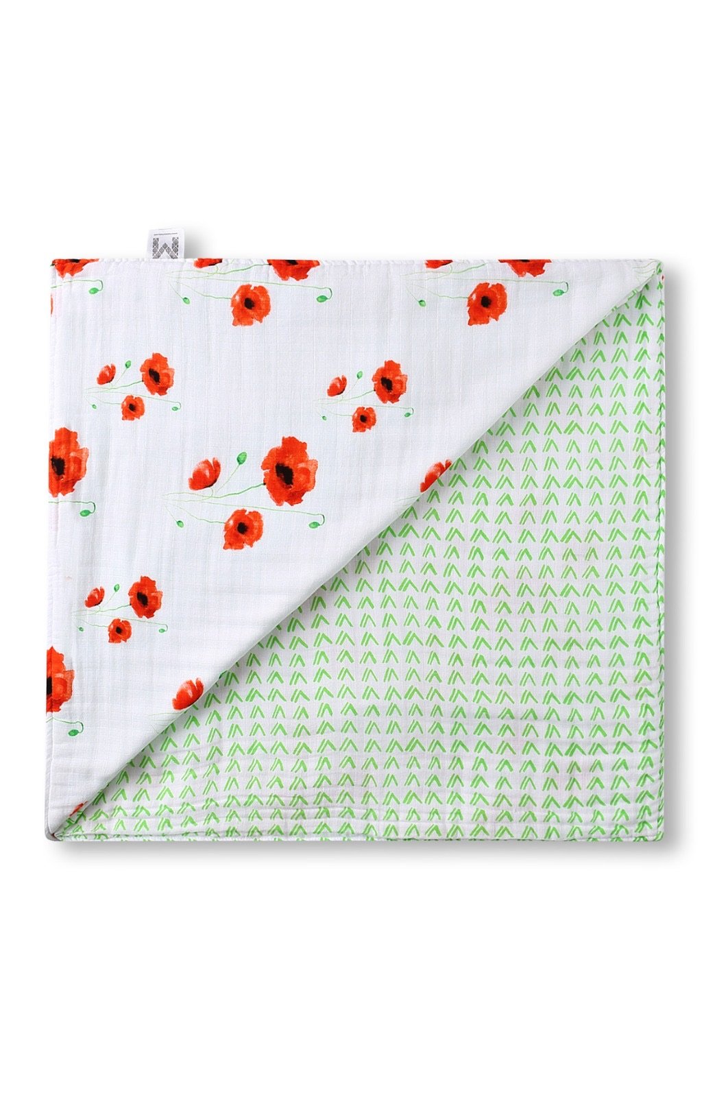 A soft and breathable ORGANIC SNUG BLANKET - POPPY made from four layers of organic cotton muslin, perfect for snuggling.