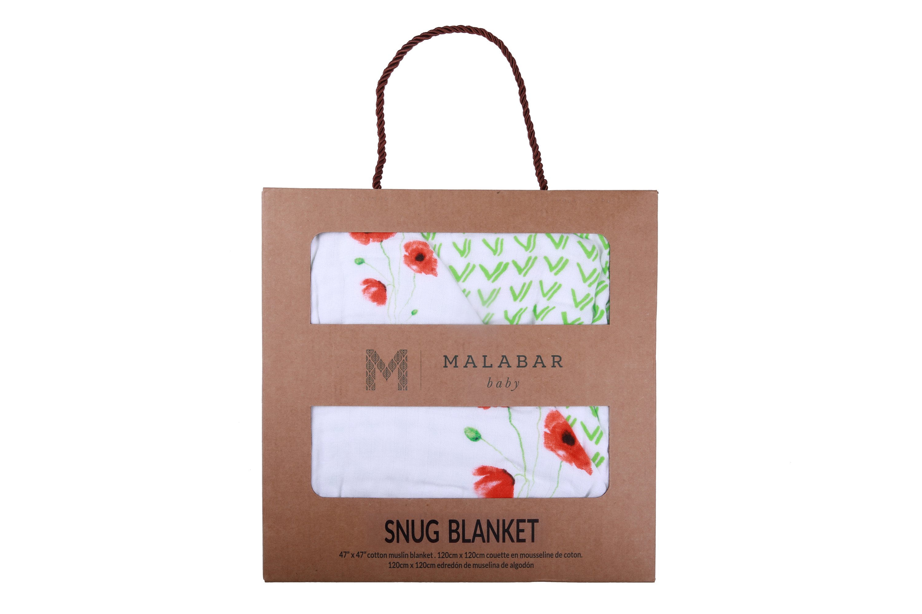 A soft and breathable ORGANIC SNUG BLANKET - POPPY made from four layers of organic cotton muslin, perfect for snuggling.