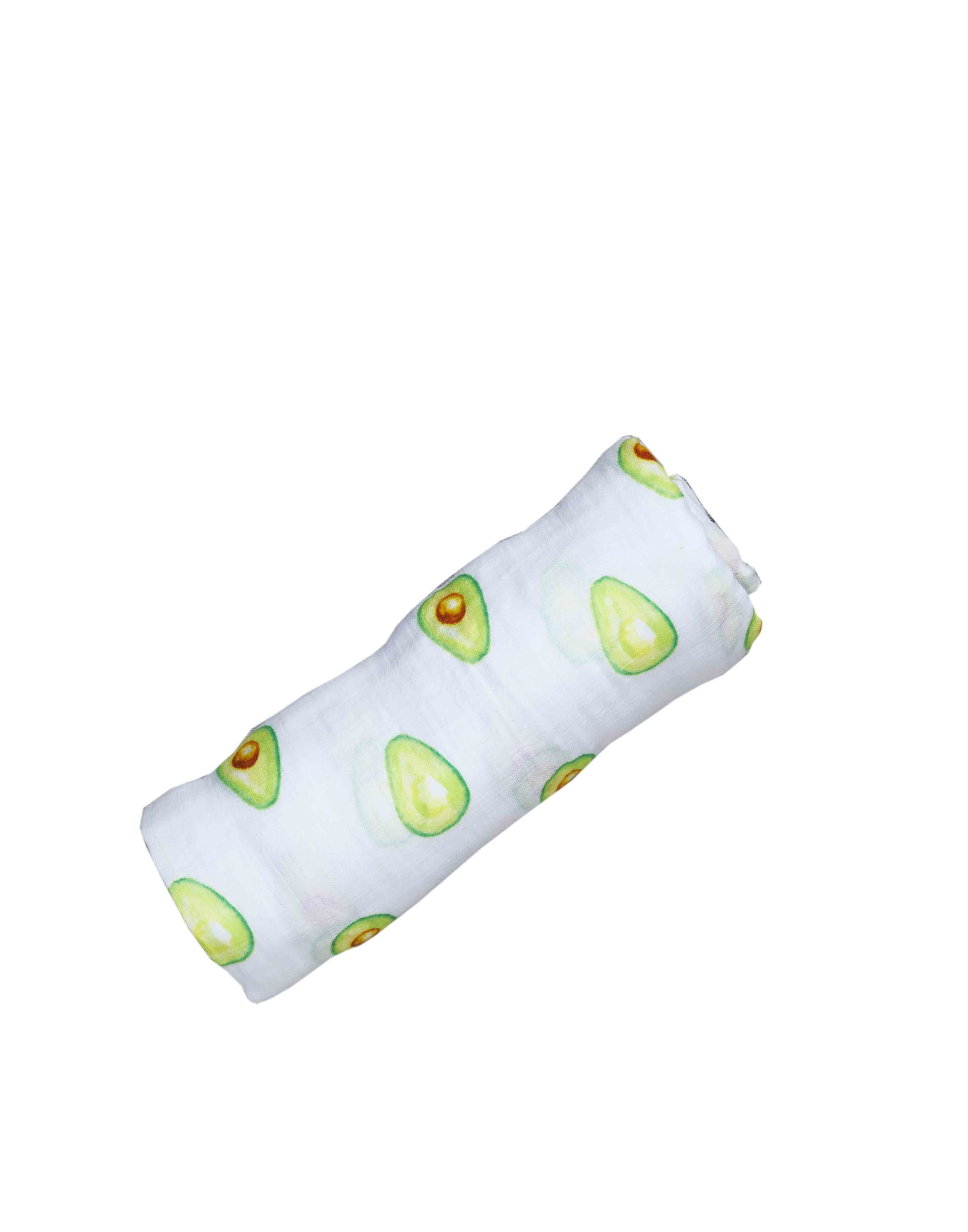 Luxuriously soft organic cotton swaddle in avocado color, perfect for wrapping babies comfortably.