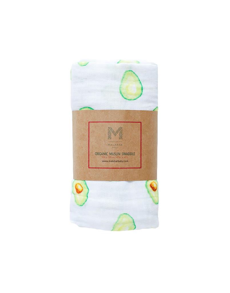Luxuriously soft organic cotton swaddle in avocado color, perfect for wrapping babies comfortably.