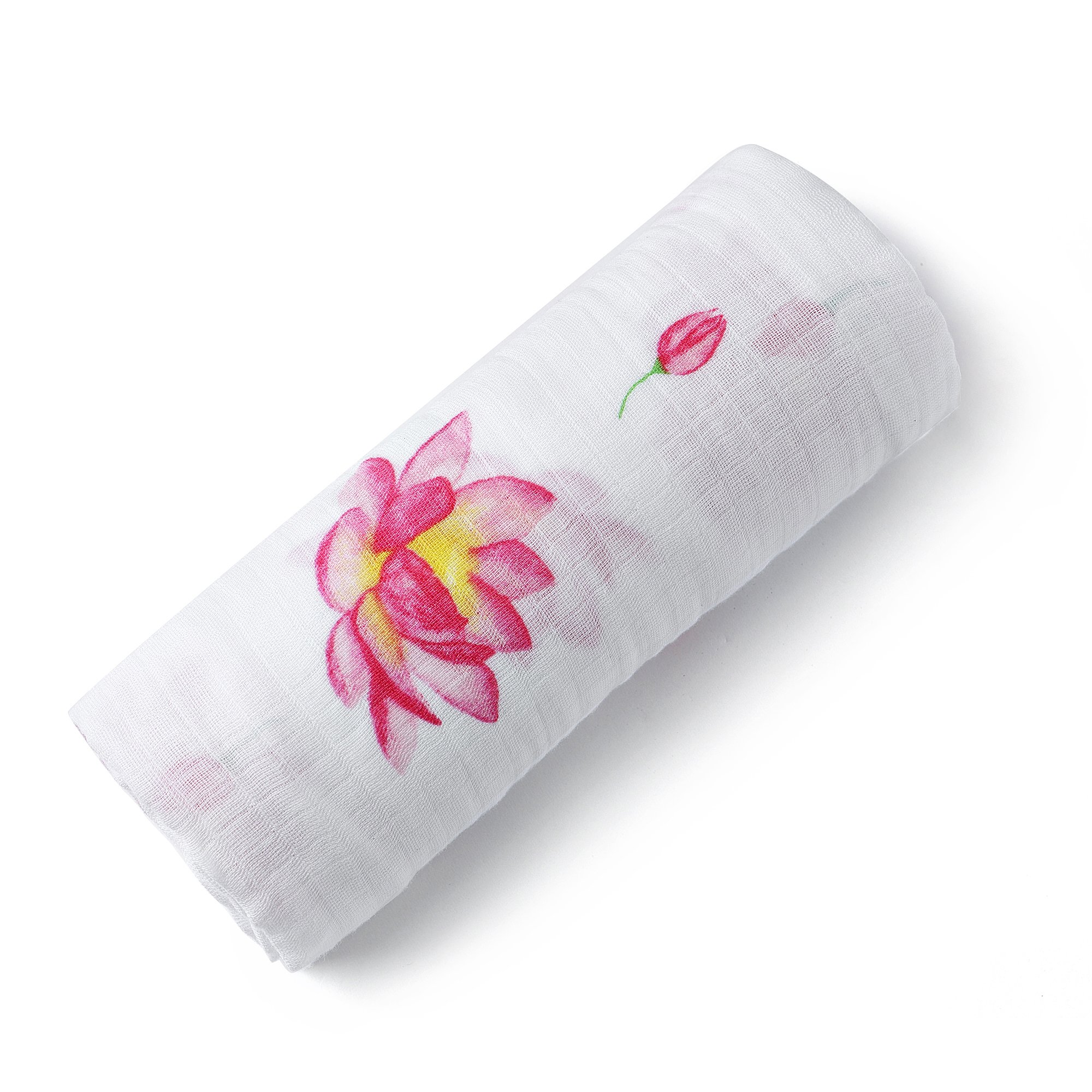 Organic Swaddle - Magical Lotus made from soft GOTS certified cotton, featuring a beautiful lotus design, perfect for snuggling babies.