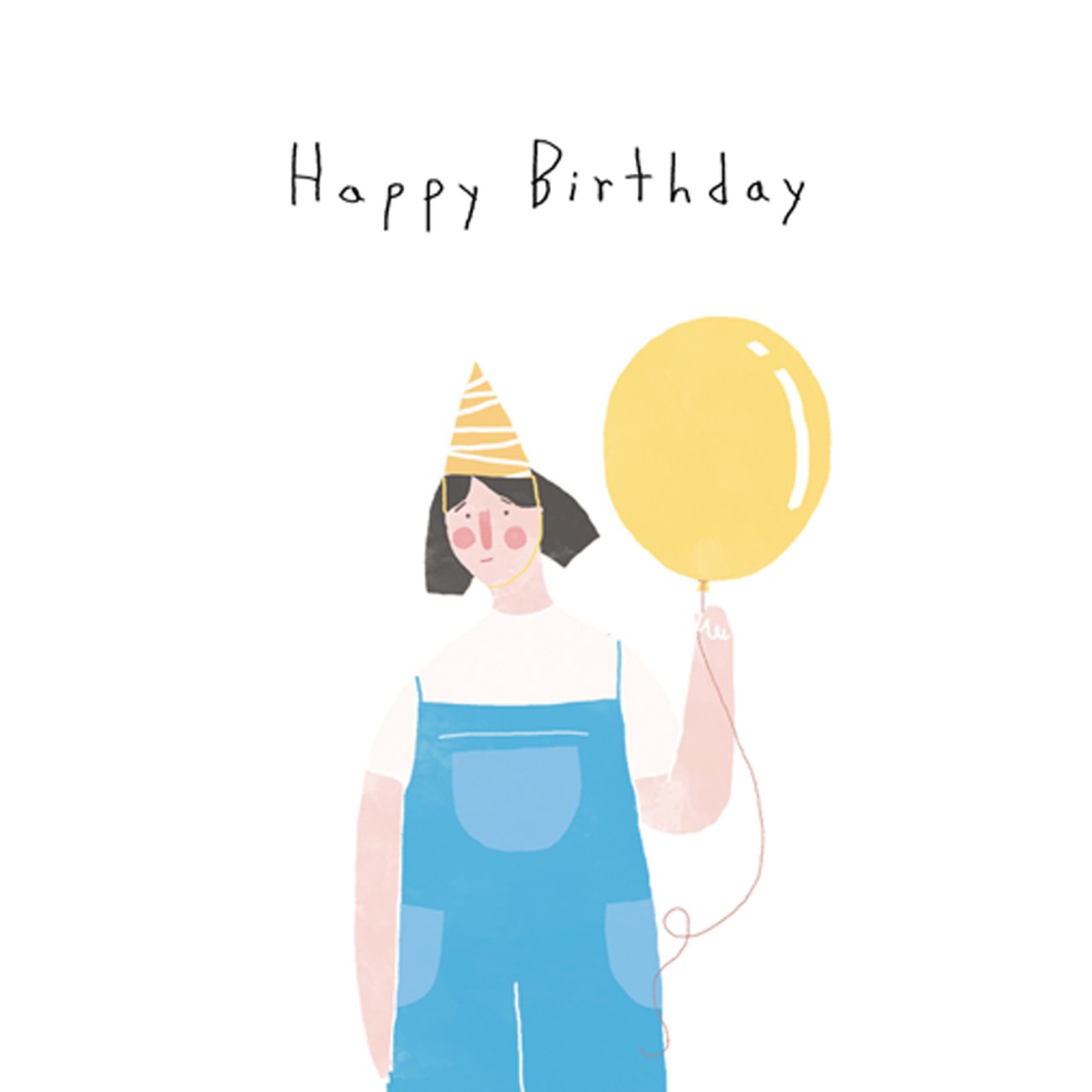 Happy Birthday overalls card made from recycled paper, featuring a cheerful design and blank interior for personal messages.