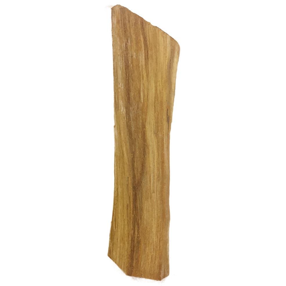 A piece of Palo Santo wood measuring approximately 4 inches by 1 inch, showcasing its natural texture and color, ideal for spiritual cleansing and protection.